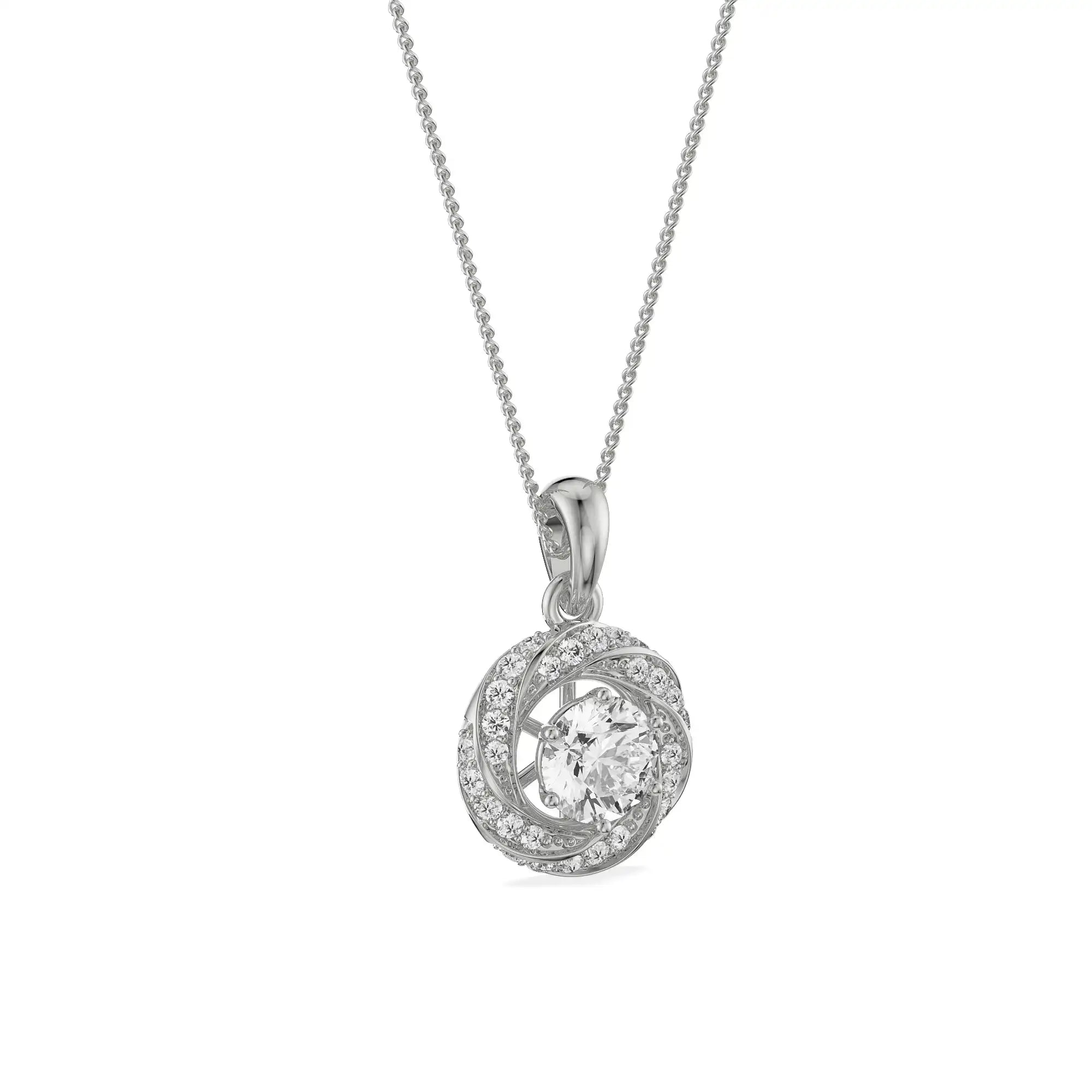 Swirl Diamond Pendant Side View