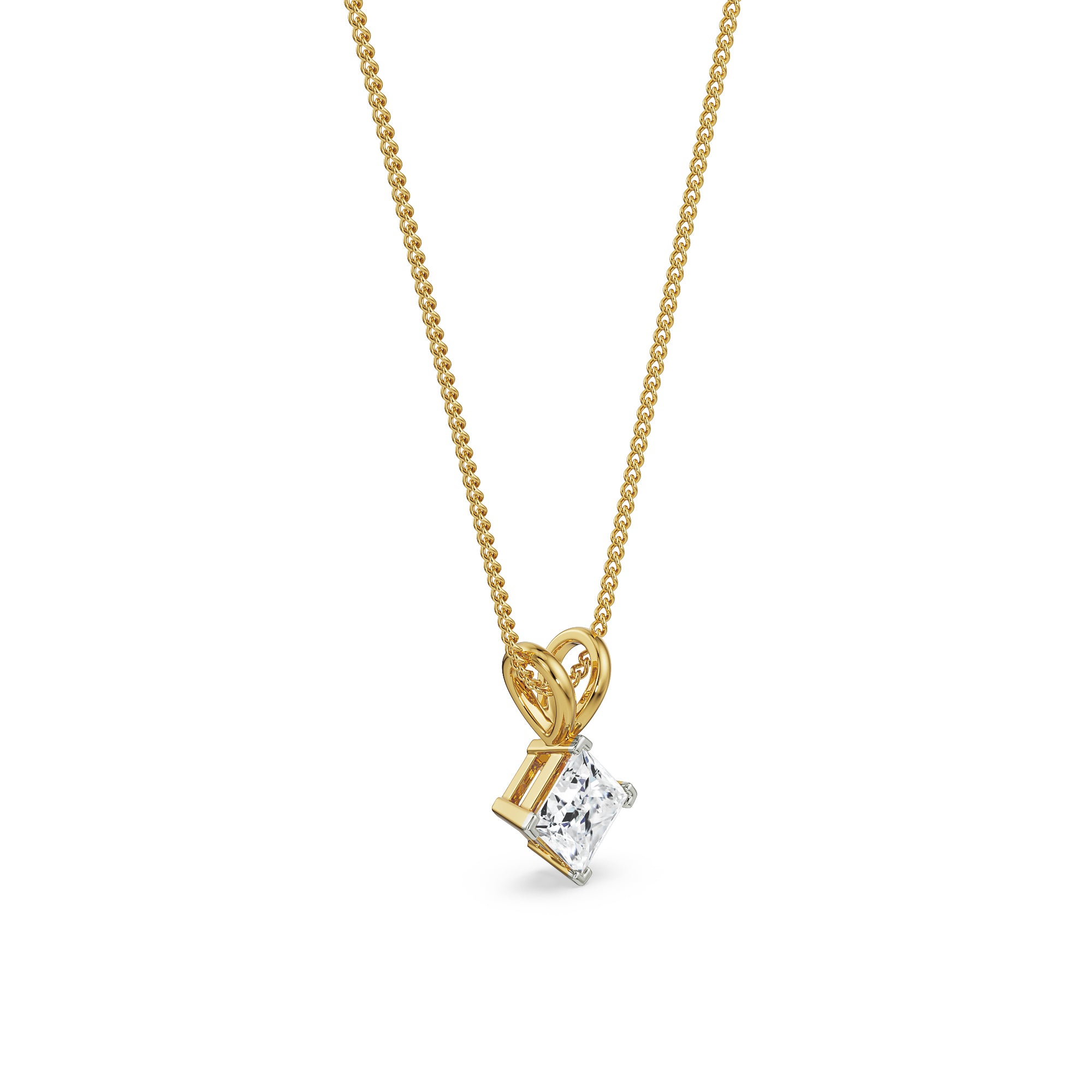 1 CT Princess Cut Diamond Pendant Left view