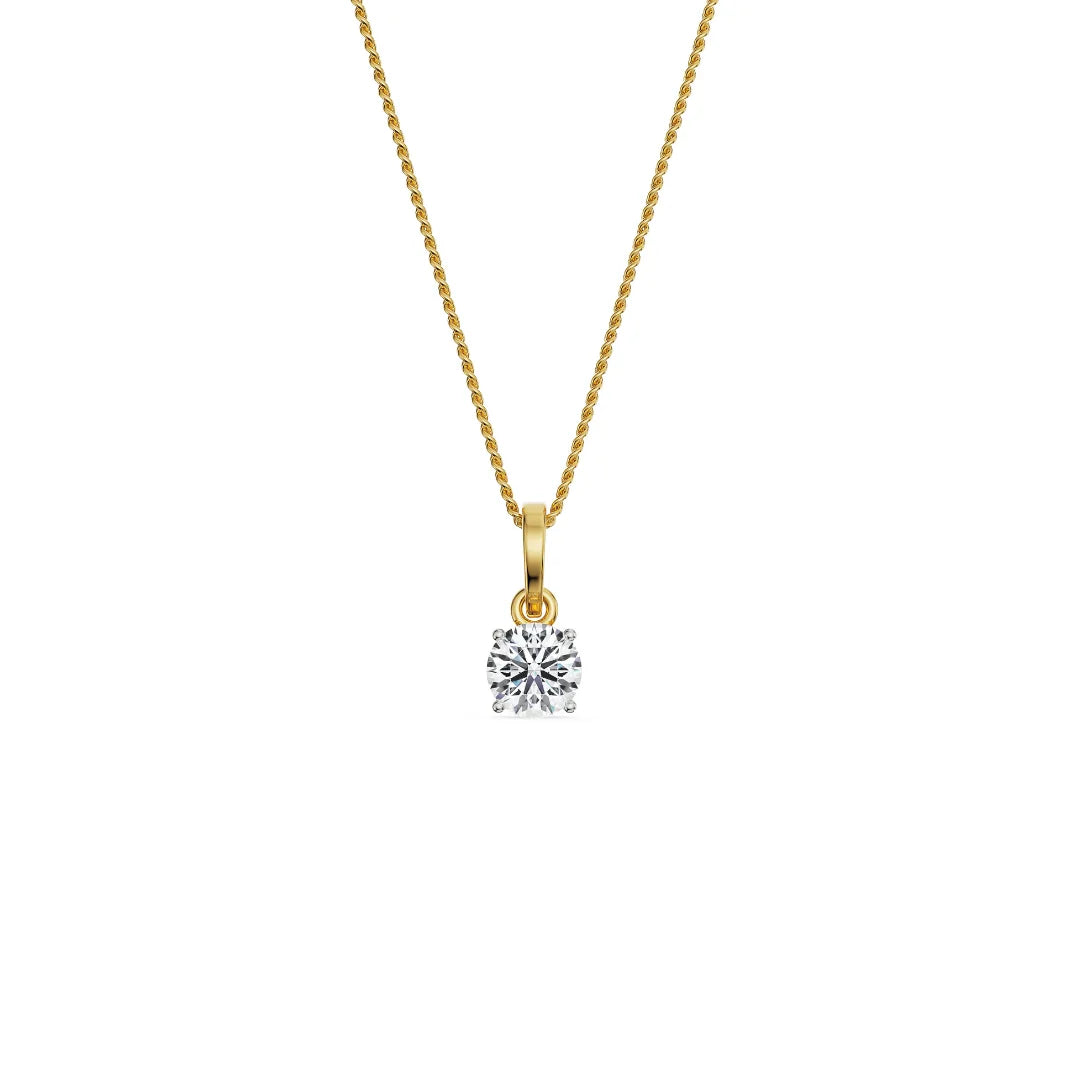 0.5 CT Round Lab Grown Diamond Solitaire Pendant - top view in 9KT
