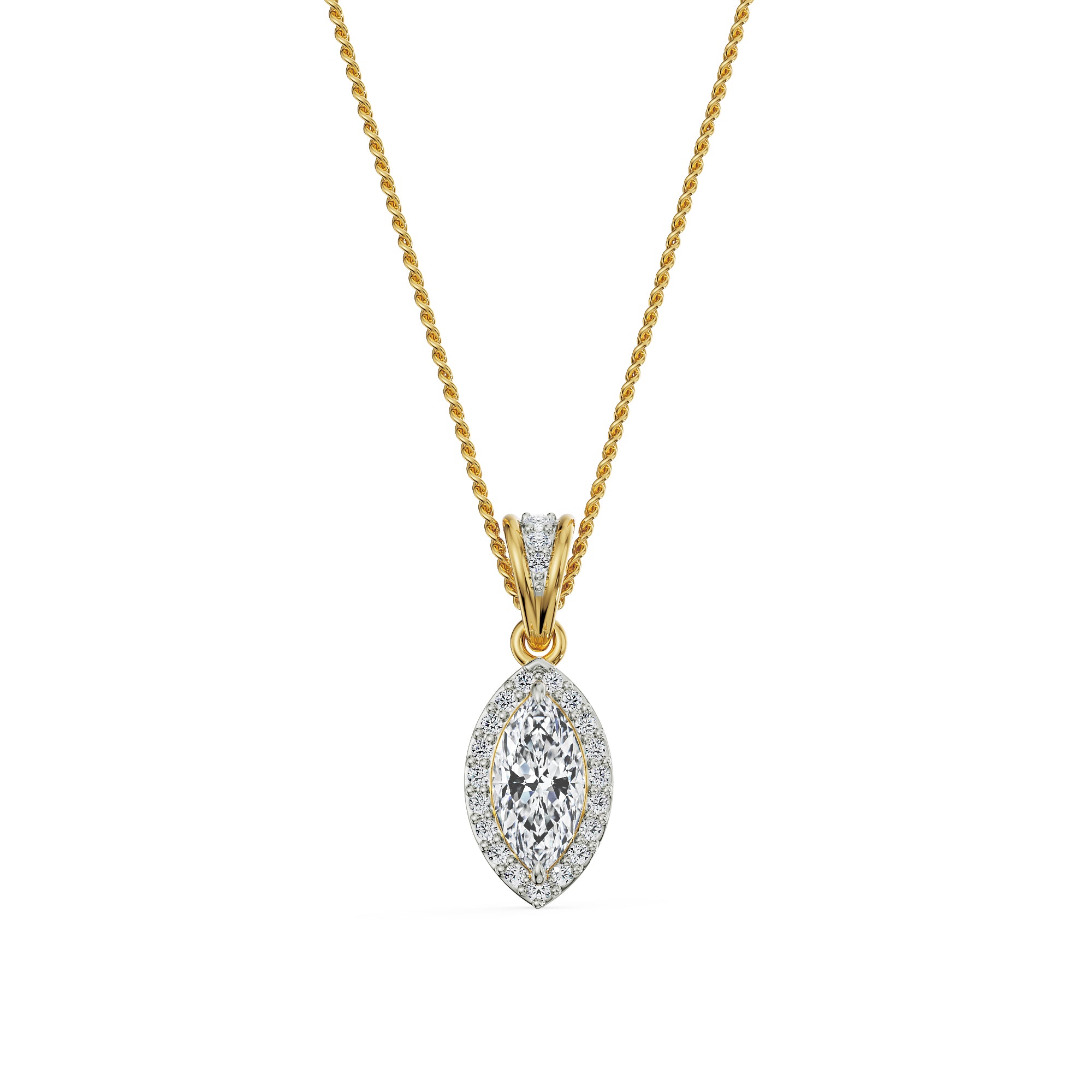 0.5 CT Marquise Halo Diamond Pendant for her