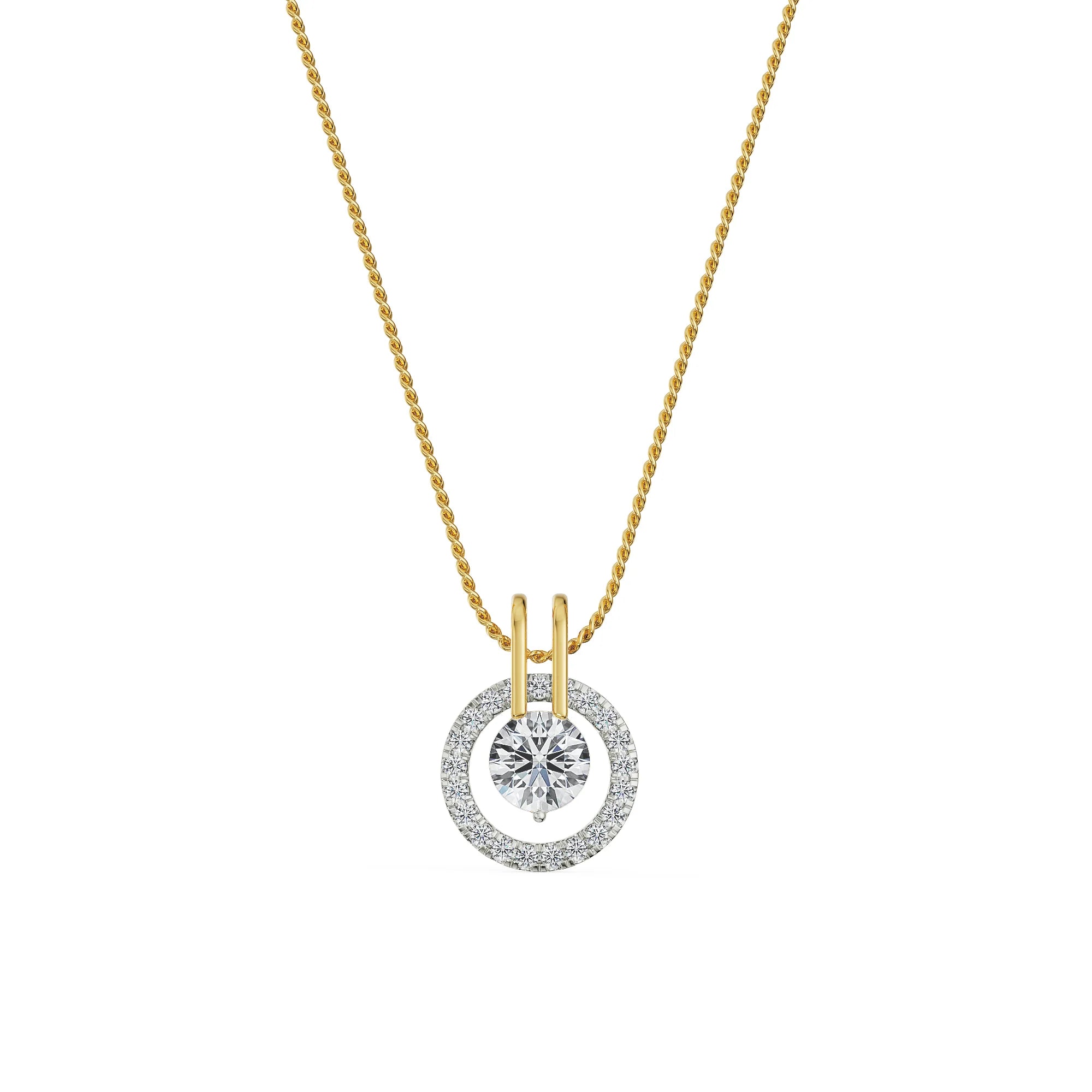 Rotating Halo Diamond Pendant for her in 9KT
