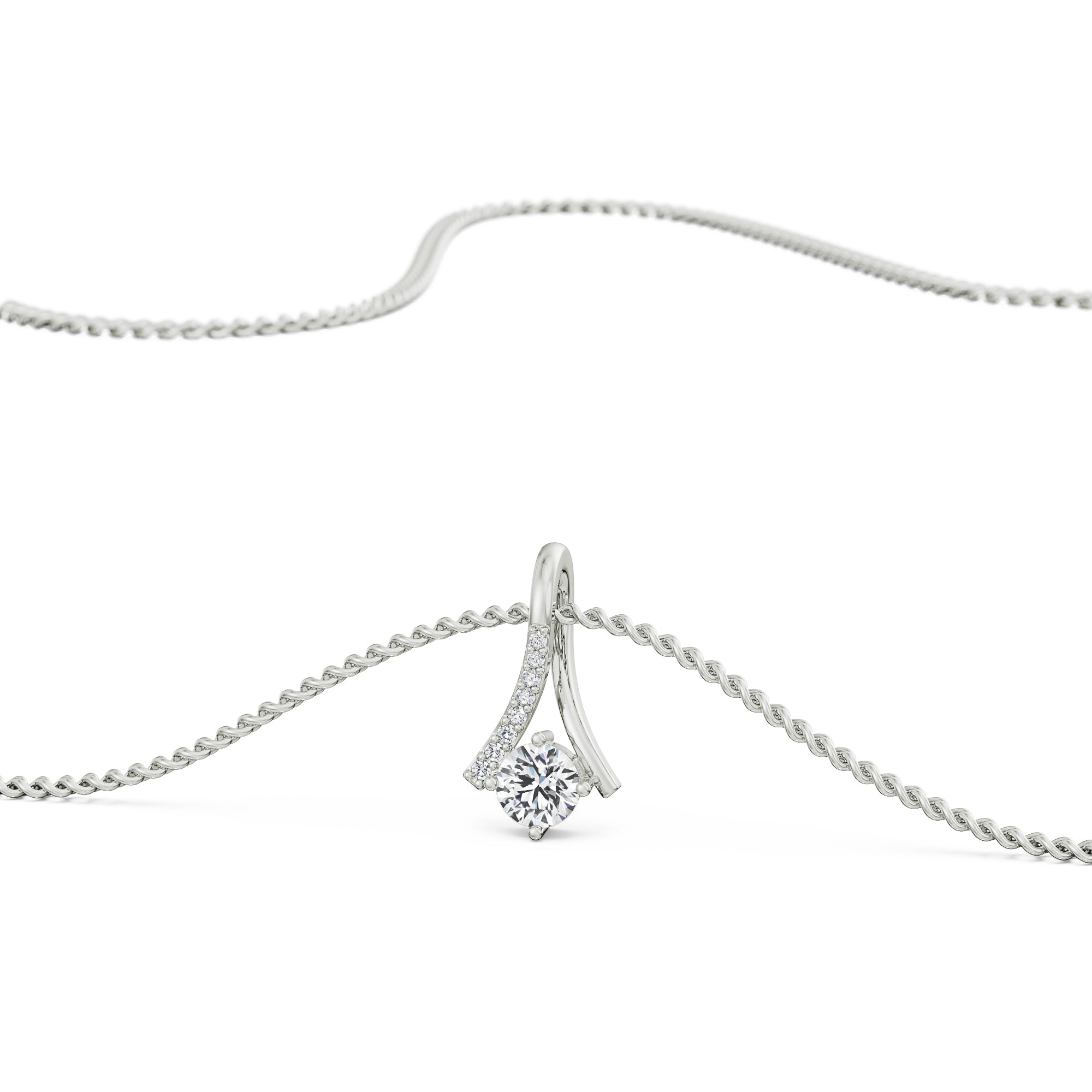 Inverted V Diamond Pendant Fornt View