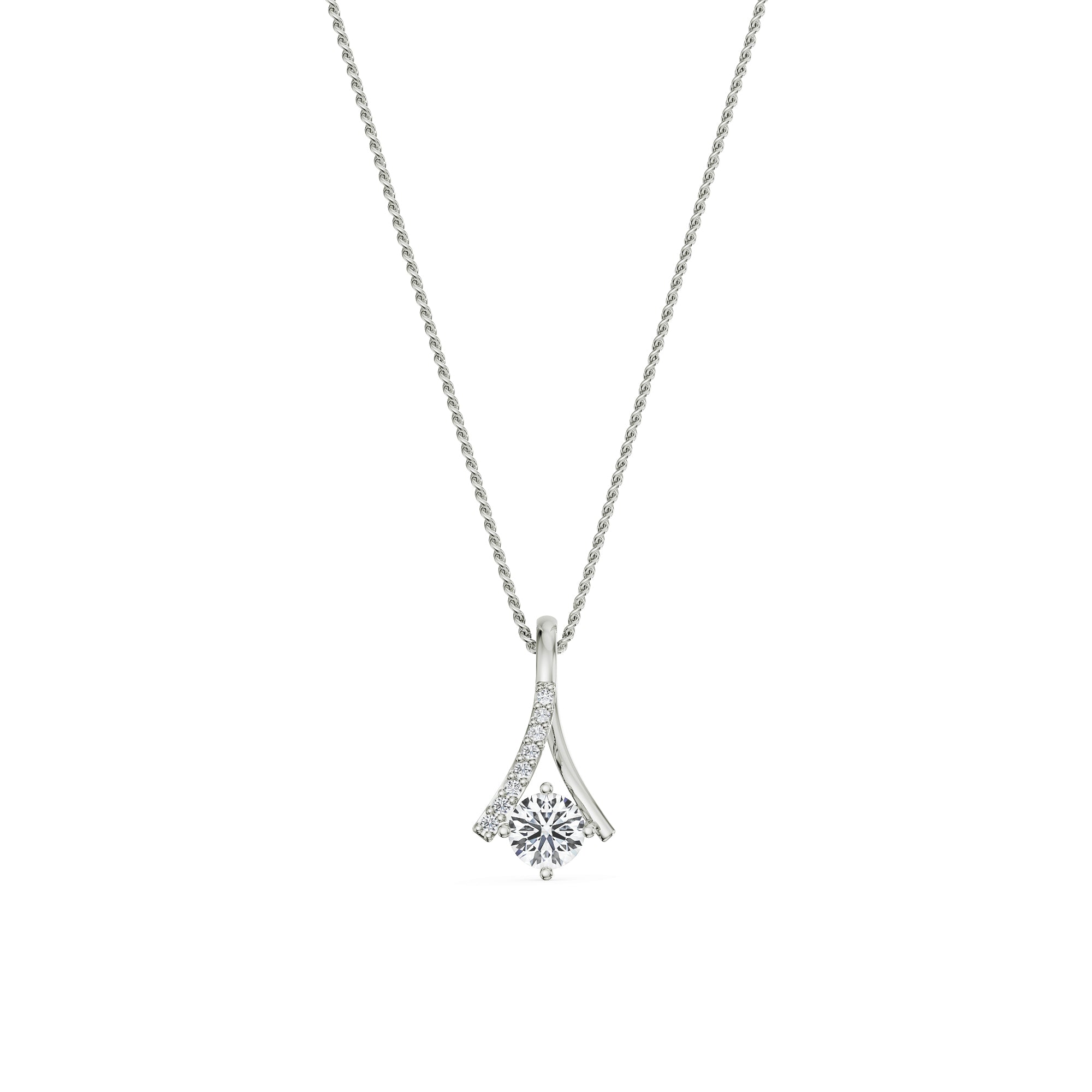 Inverted V Diamond Pendant Right View