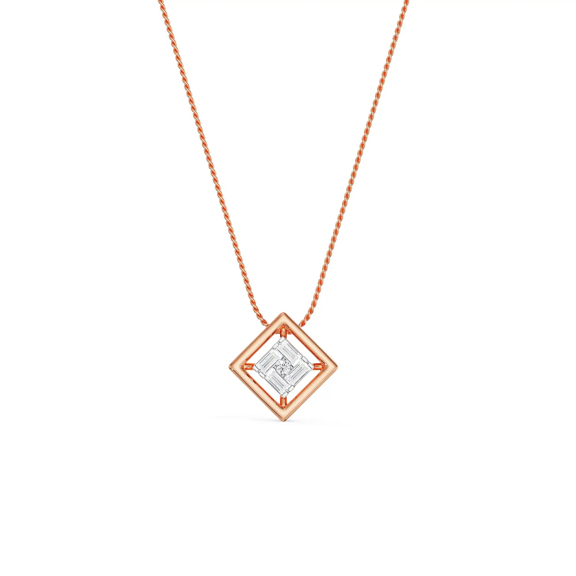 Geometric Allure Diamond Pendant Front view