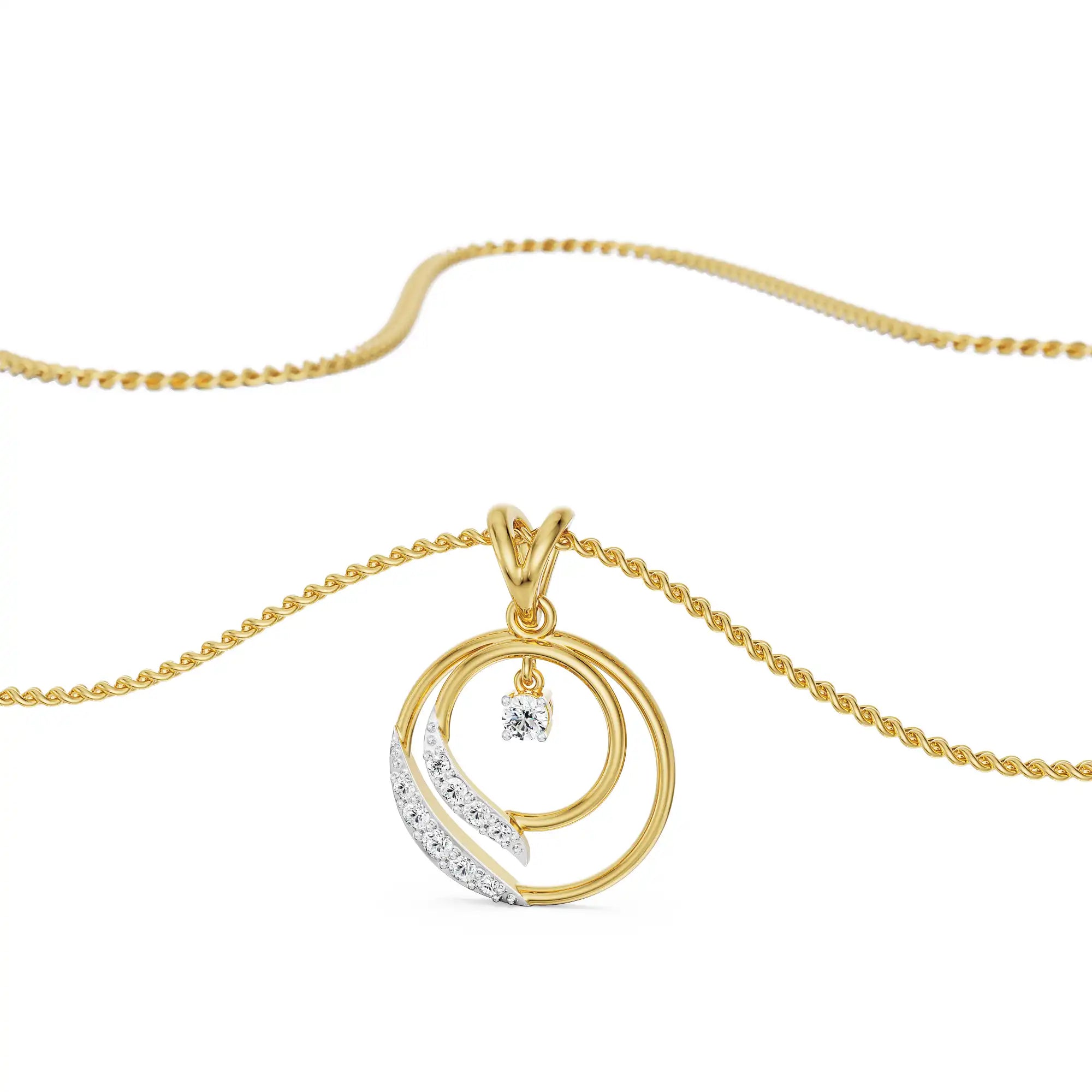 Luminiscent Diamond Pendant Prospective view in 9KT