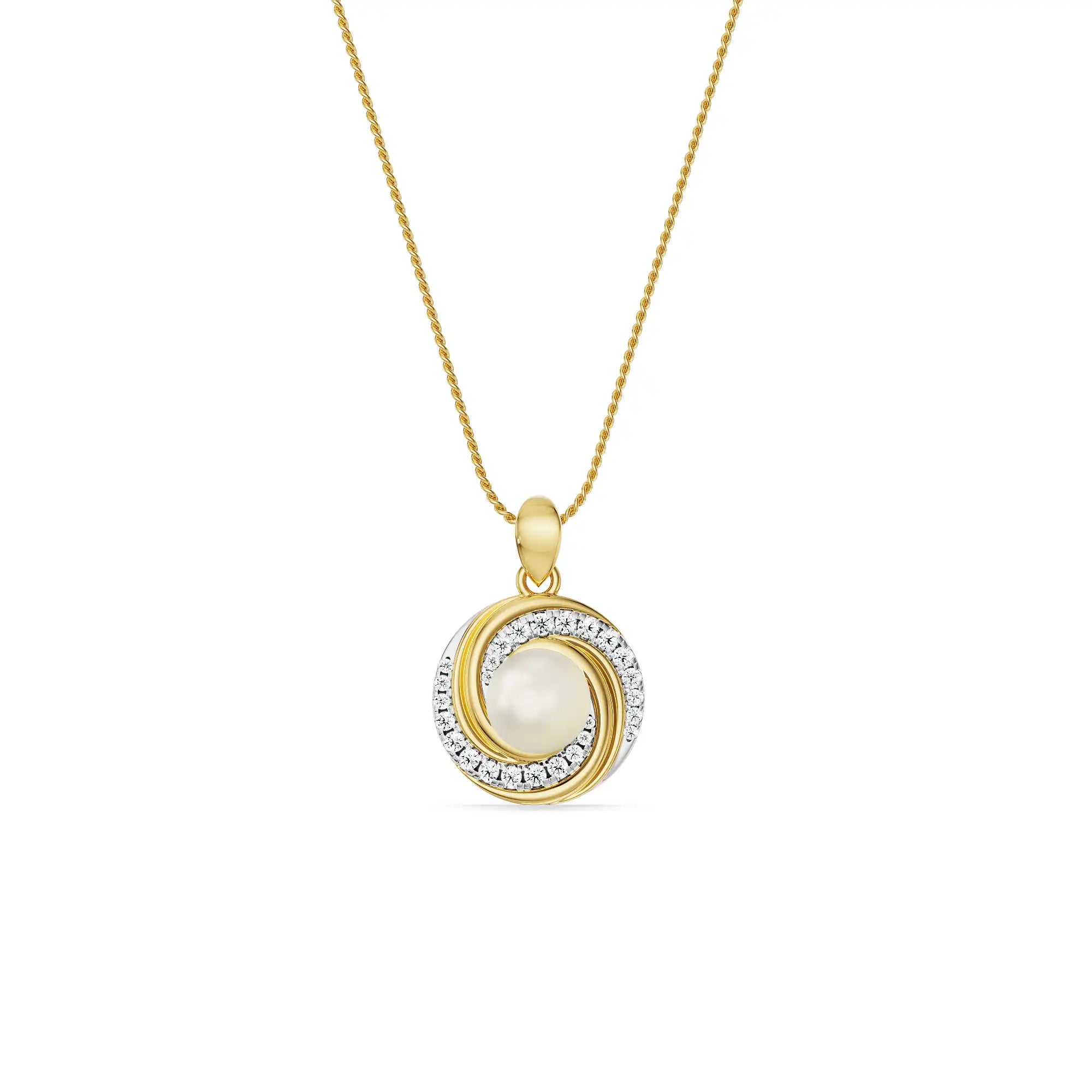 Pearly Swirly Diamond Pendant right view