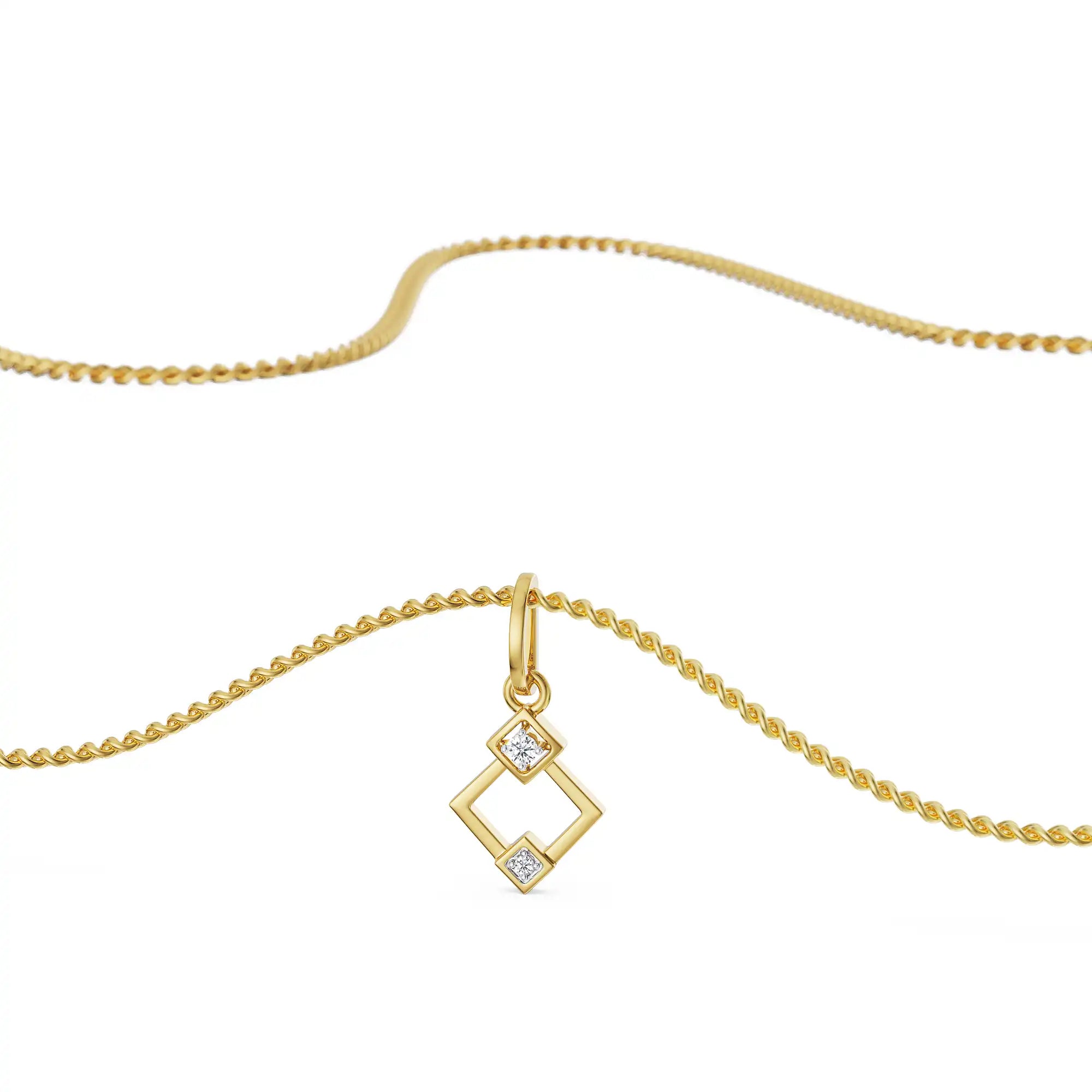 Geometric Glistening Diamond Pendant front view