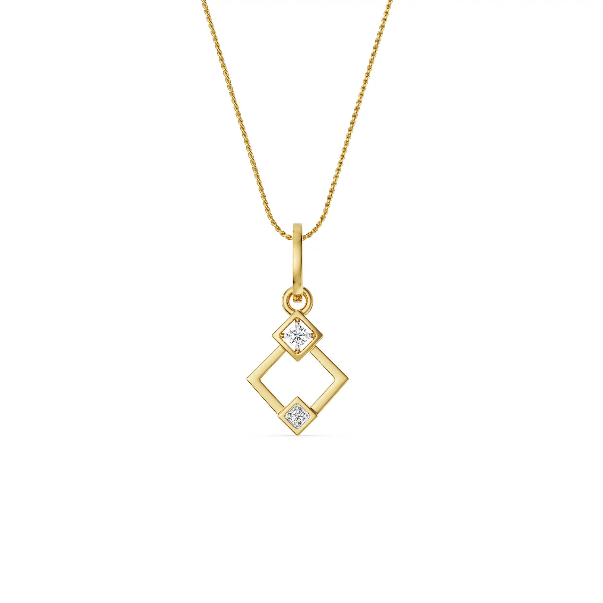 Geometric Glistening Diamond Pendant right view