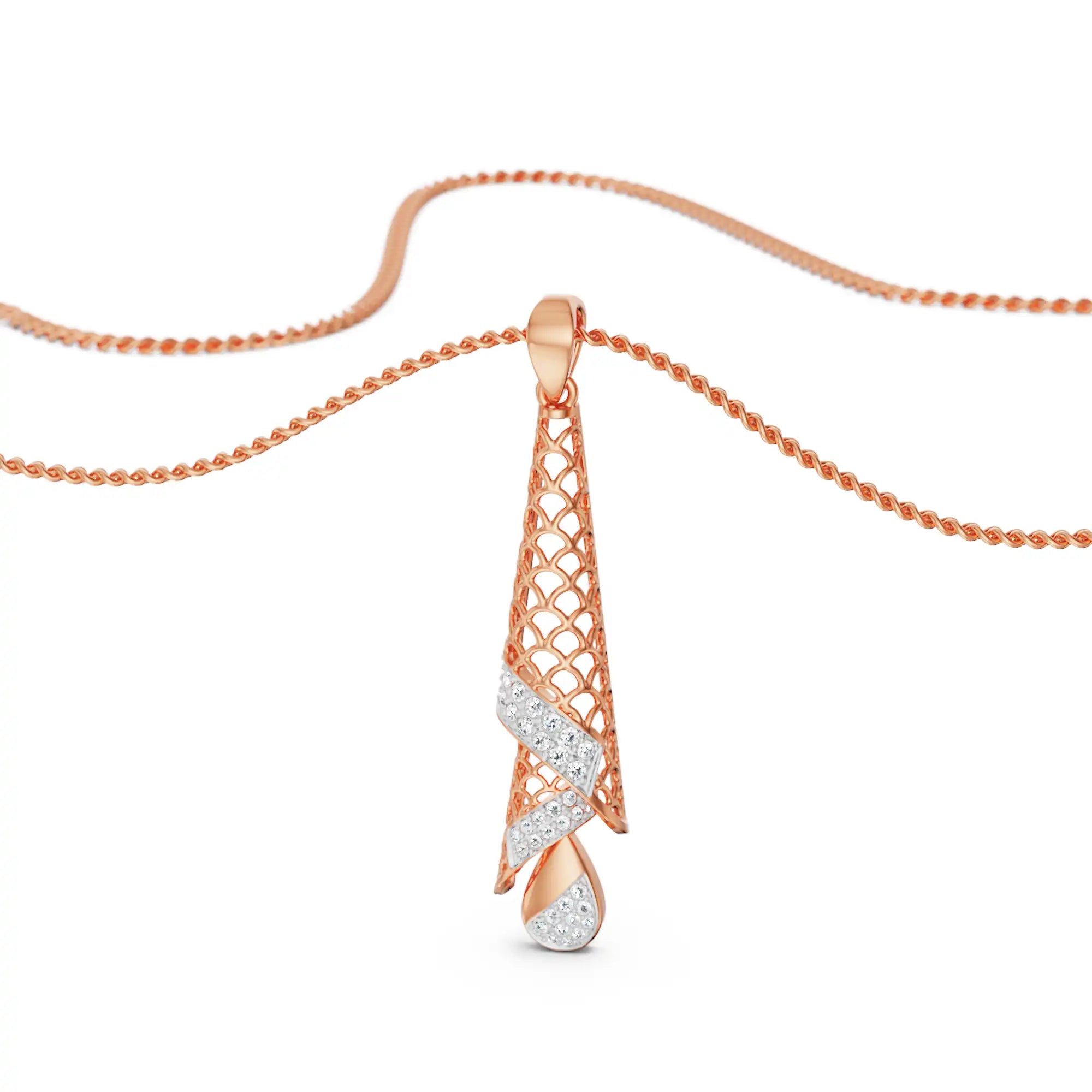 Opulent Diamond Drop Pendant front view in 9KT