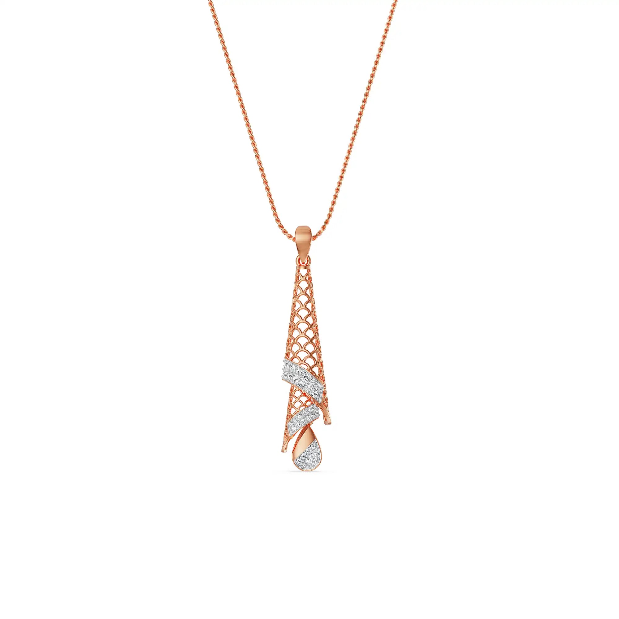 Opulent Diamond Drop Pendant Prospective view