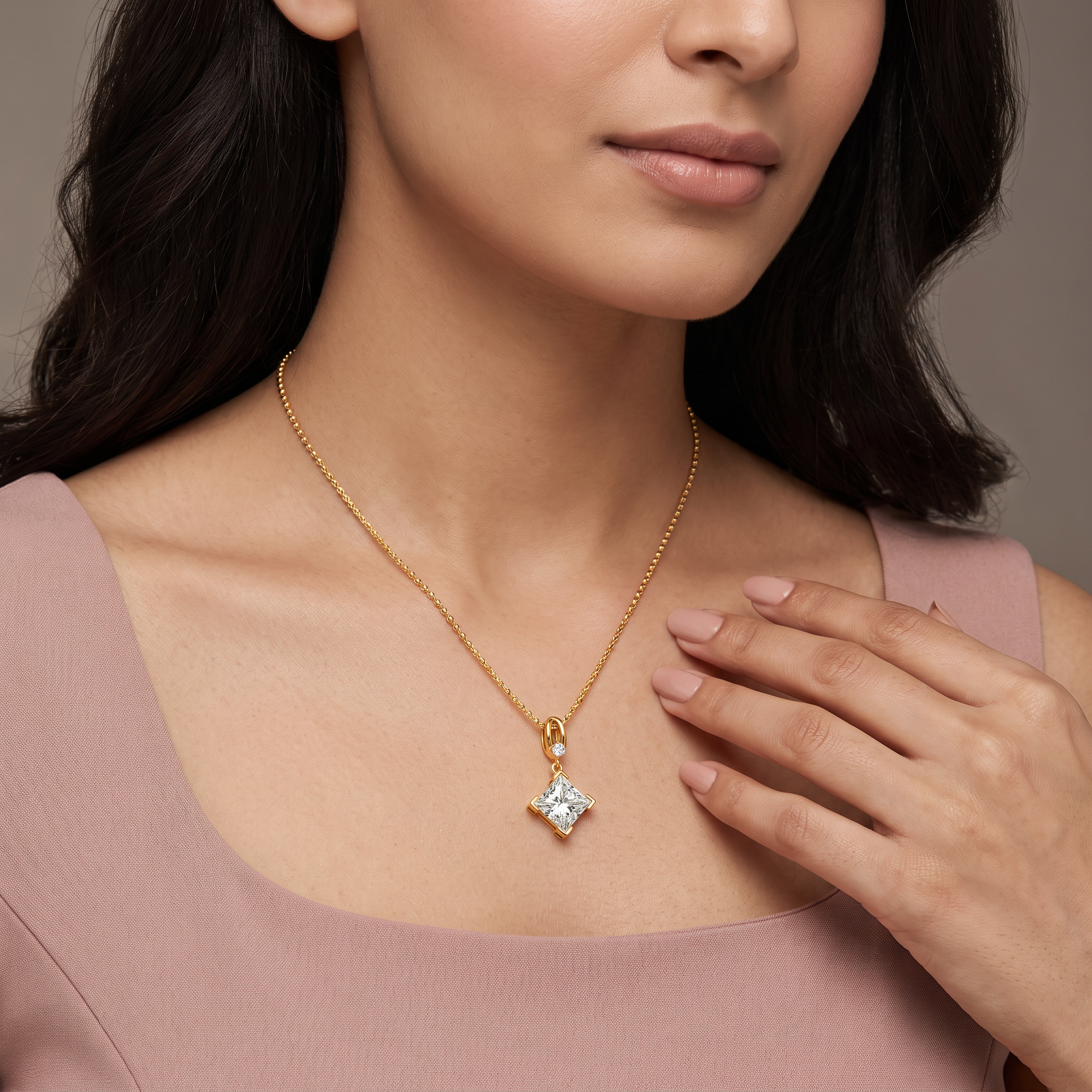 2 CT Pretty Princess Solitaire Lab Diamond Pendant