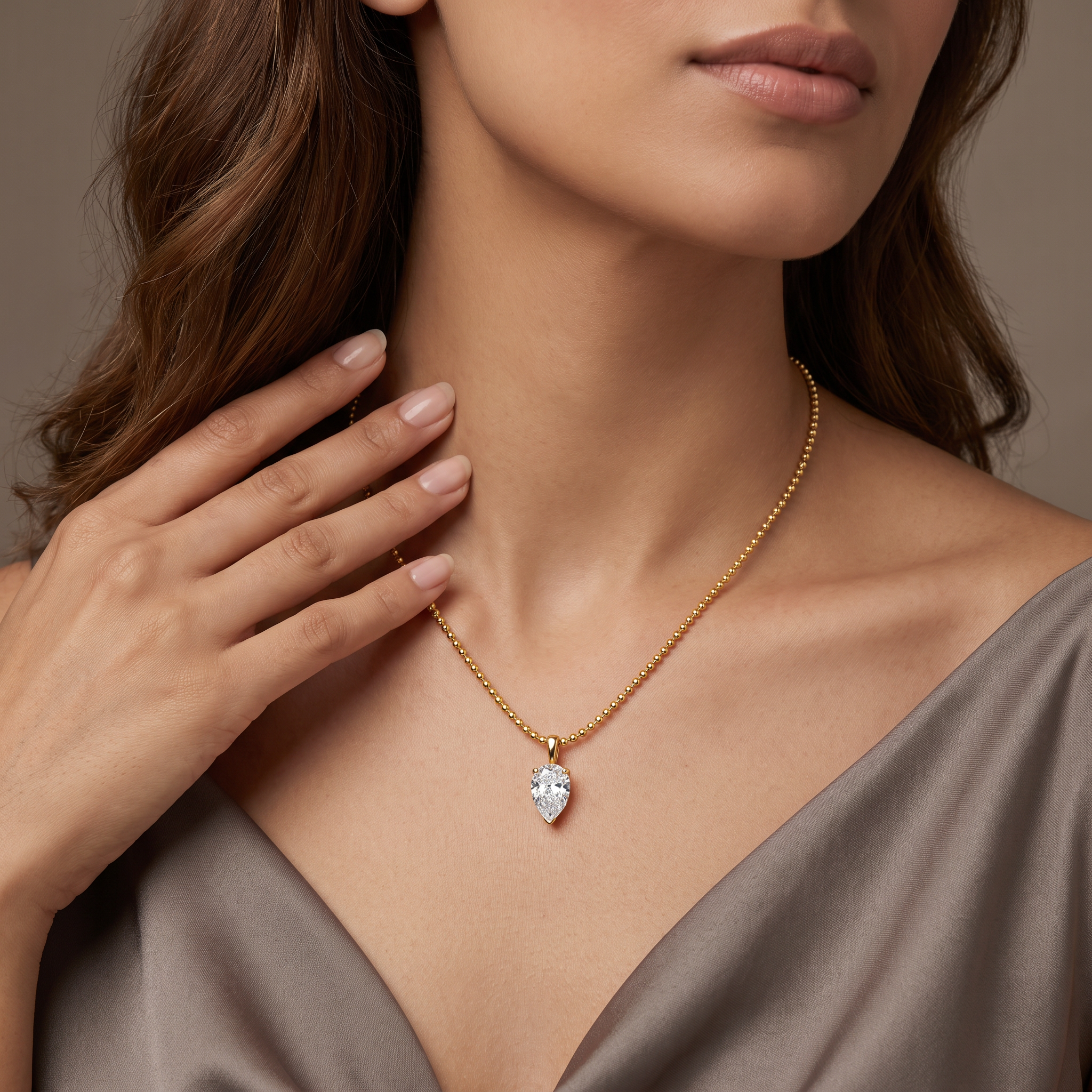 1 CT Dew Drop Lab Grown Diamond Solitaire Pendant