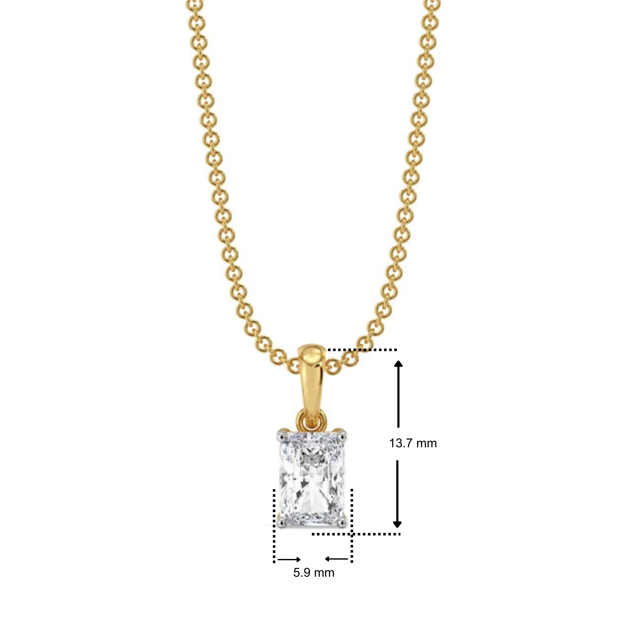 1CT Radiant Lab Grown Diamond Solitaire Pendant