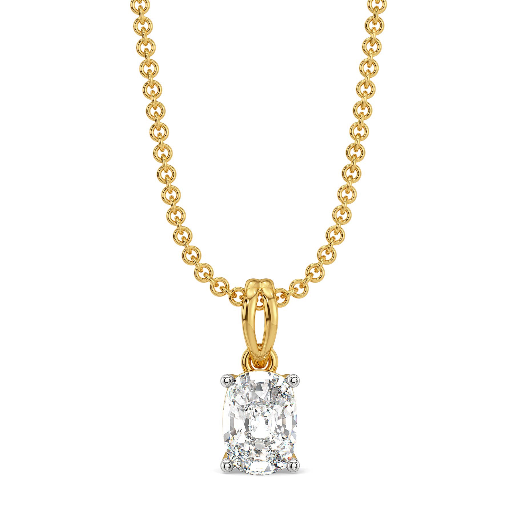 1 CT Cushion Lab Grown Diamond Solitaire Pendant - front view