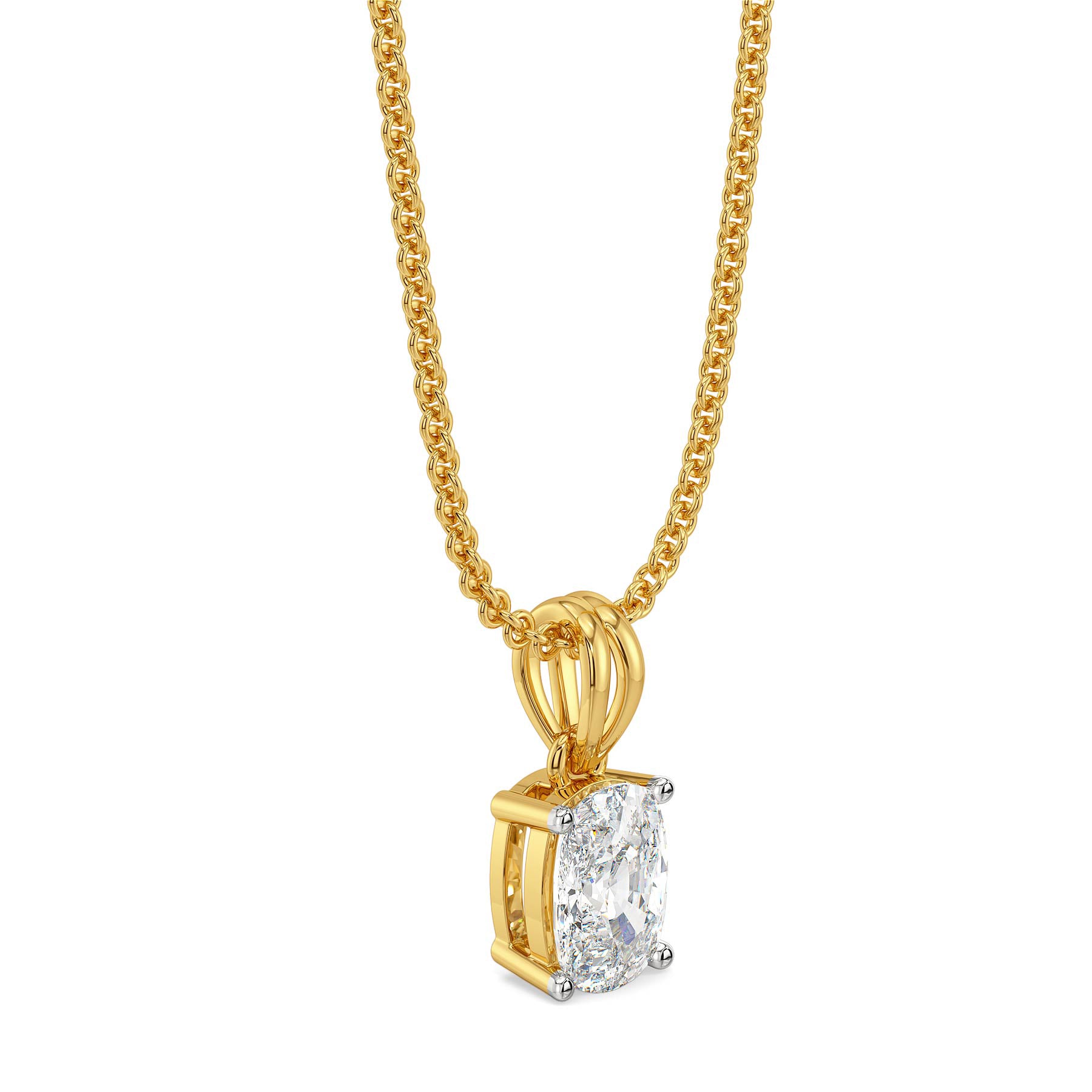 1 CT Cushion Lab Grown Diamond Solitaire Pendant - side view