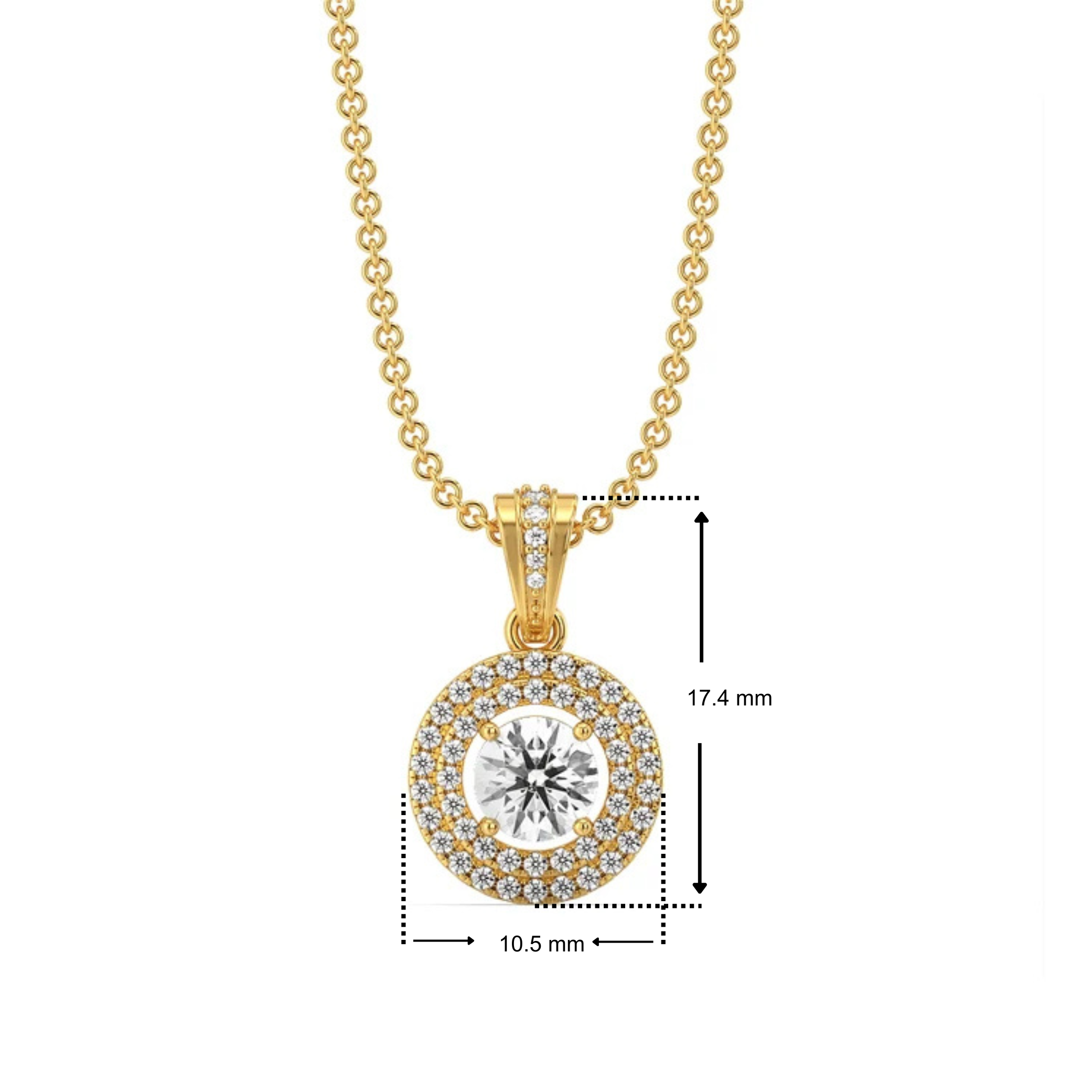 Dual Halo Round Lab Grown Diamond Pendant