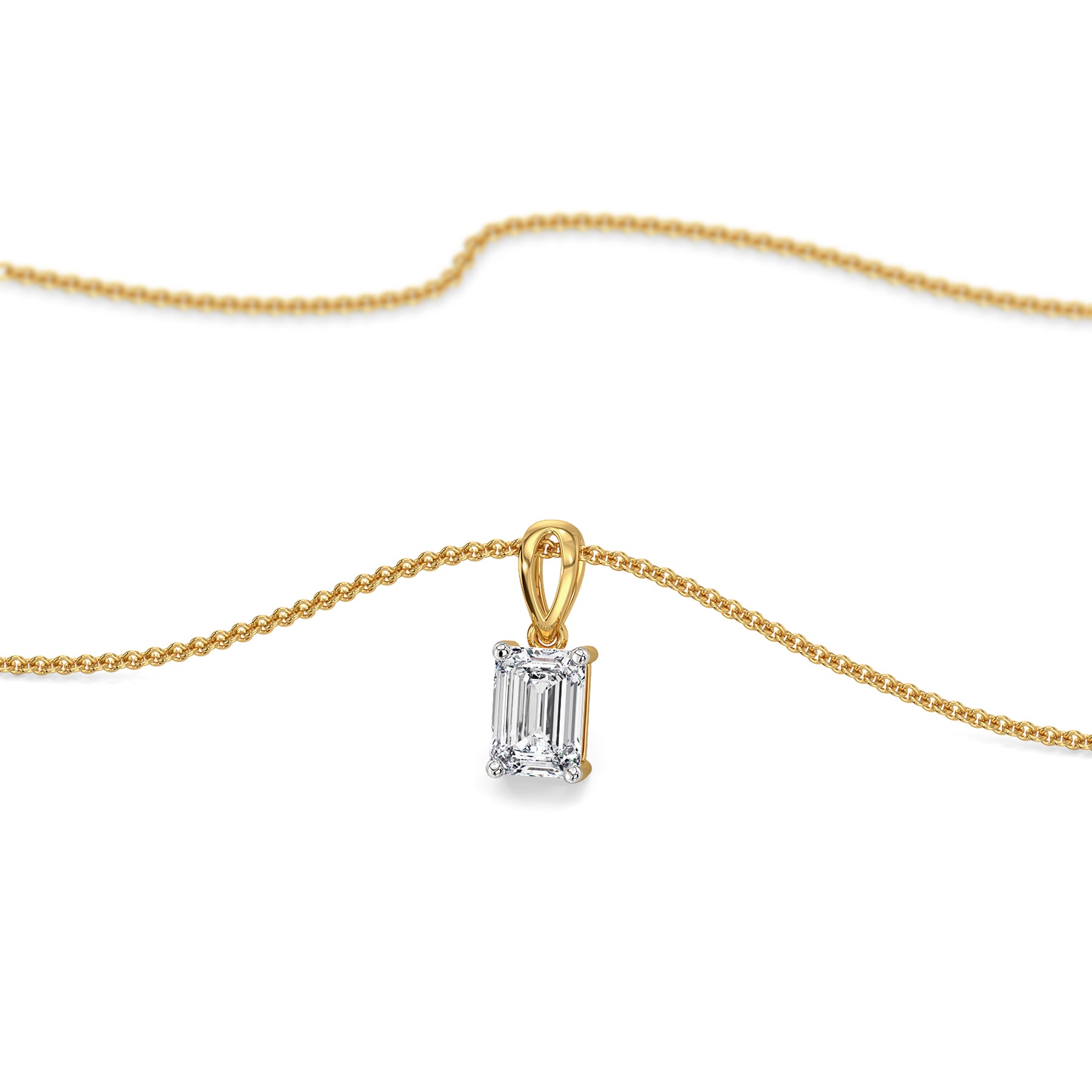 1 CT Elite Emerald Lab Grown Diamond Pendant - perspective view