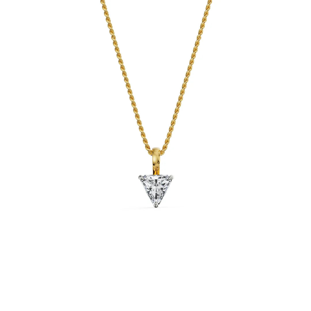 1 CT Trillion Lab Grown Diamond Pendant- front View in 9KT