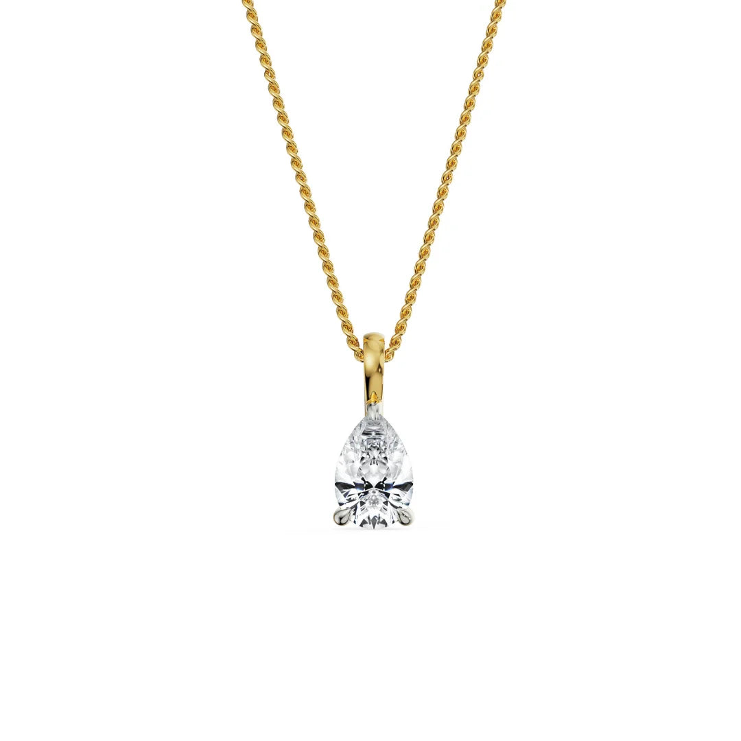 2 CT Pear Lab Grown Diamond Pendant- front view in 9KT