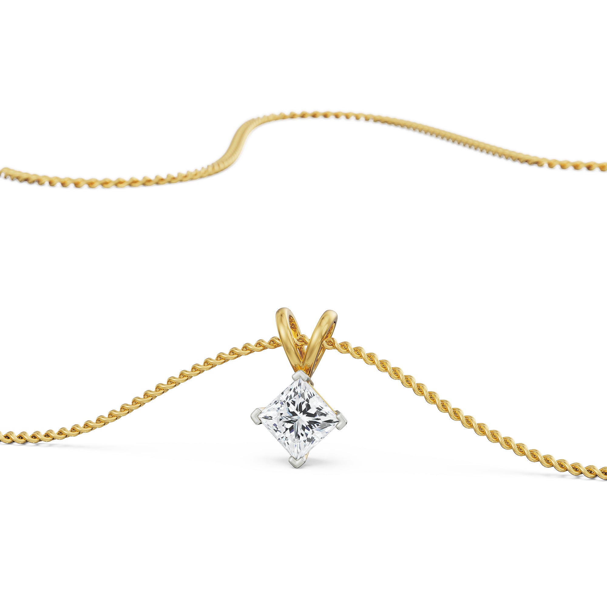 1.5 CT Princess Lab Grown Diamond Pendant - Top View