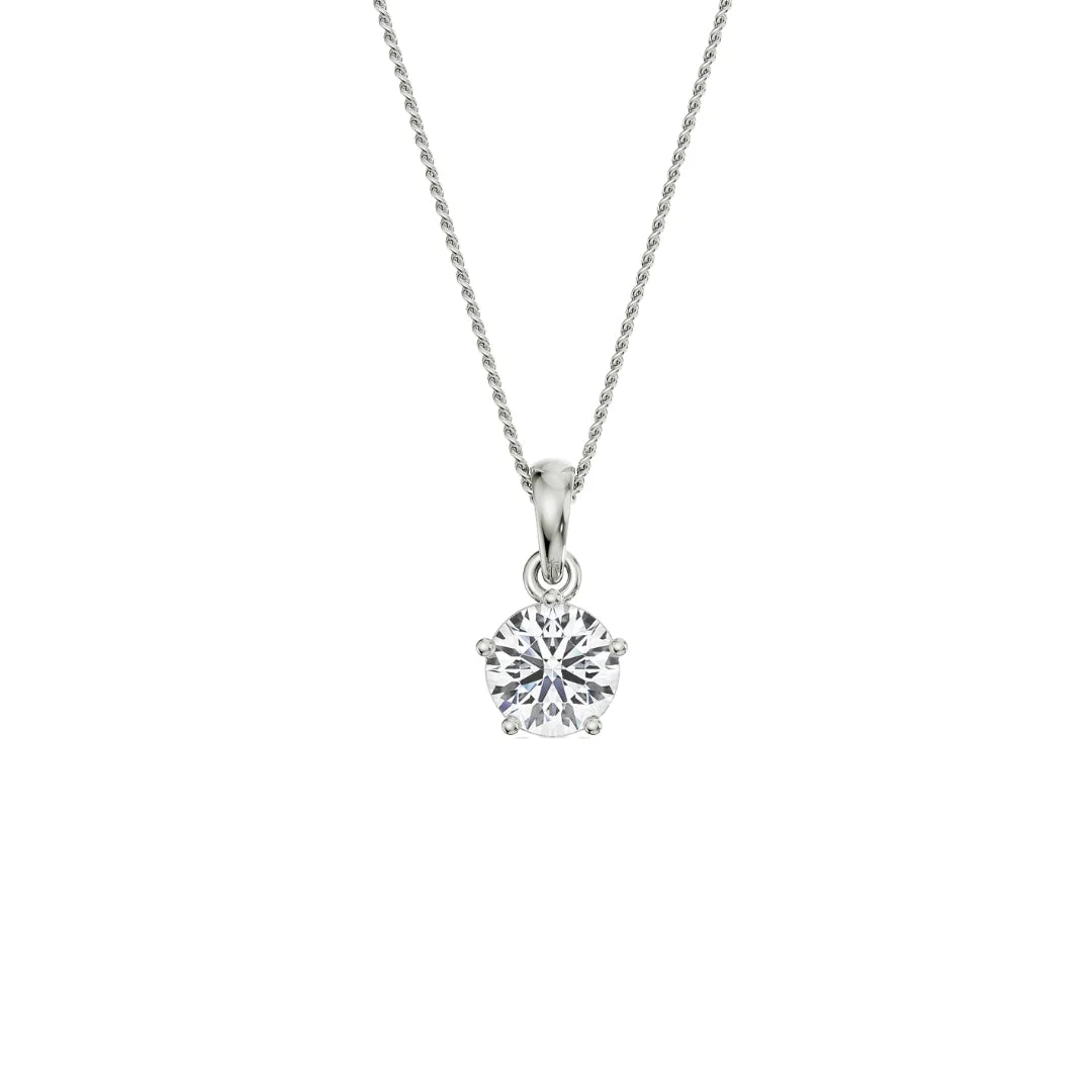 1.5 CT Bright Round Lab Grown Diamond Pendant - front view
