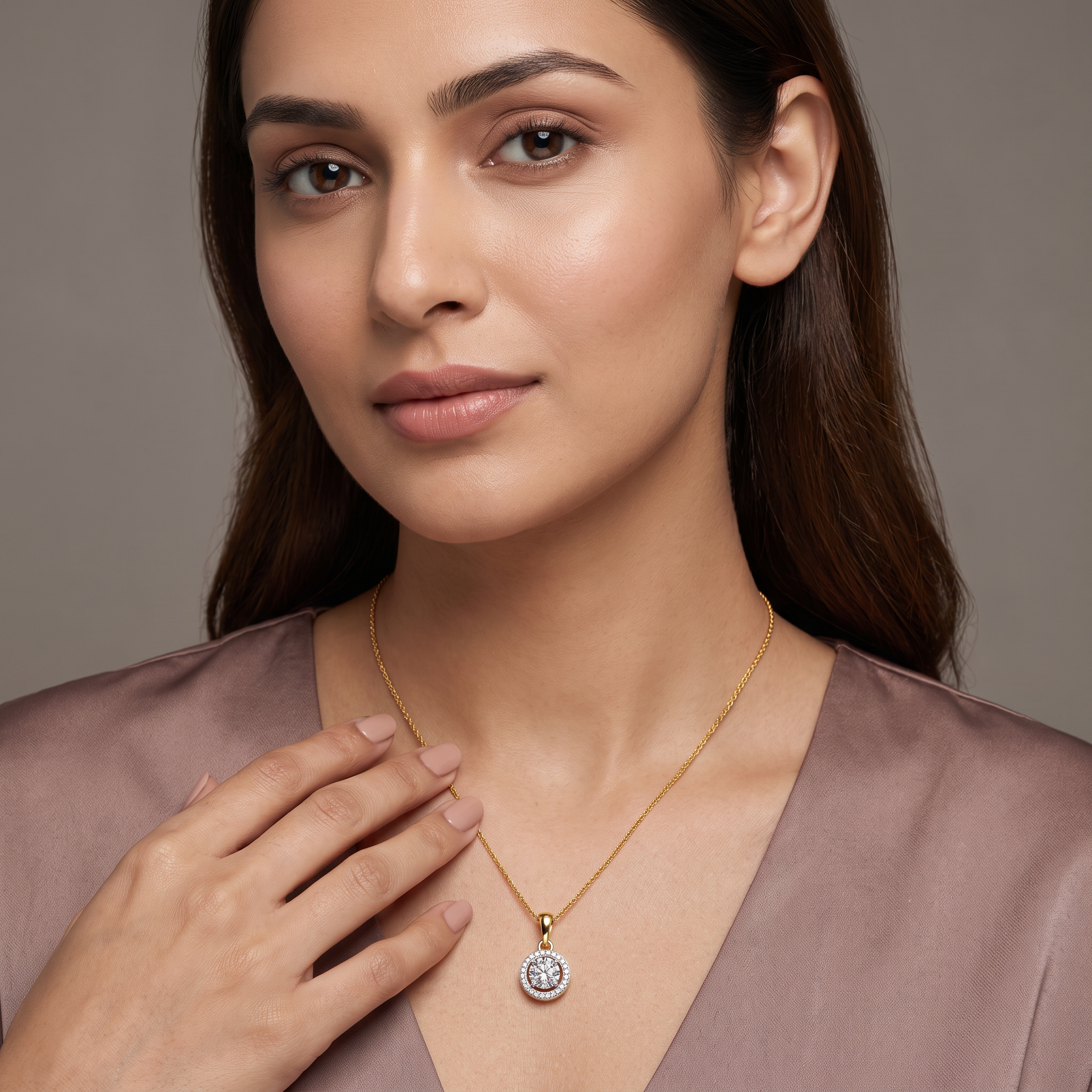2 CT Bianca Halo Round Lab Diamond Pendant