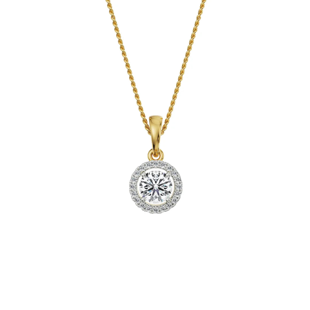 2 CT Bianca Halo Round Lab Diamond Pendant- front view in 9KT
