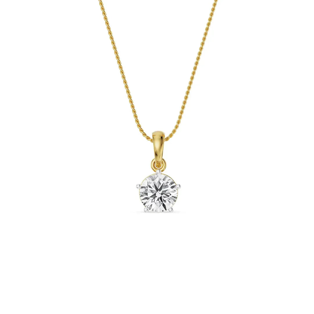 1.5 CT round Lab Grown Diamond Pendant- front view in 9KT
