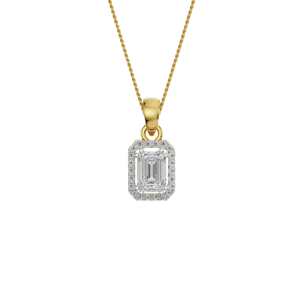 2 CT Emerald Lab Diamond Pendant- Front View in 9KT