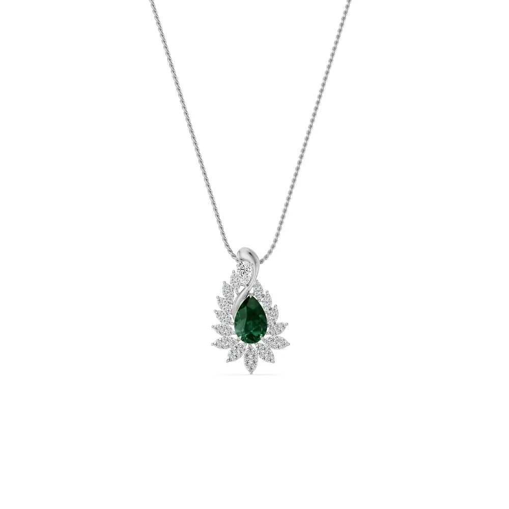 Geneva Emerald Lab Diamond Drop Pendant 9KT