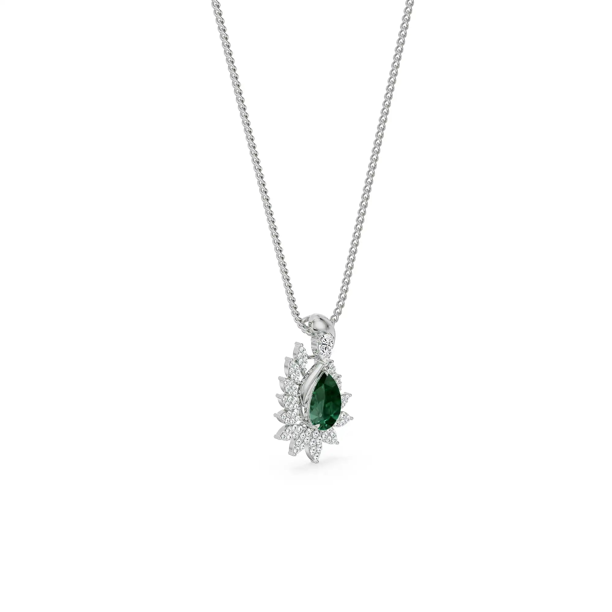 Geneva Emerald Lab Diamond Drop Pendant-Left view