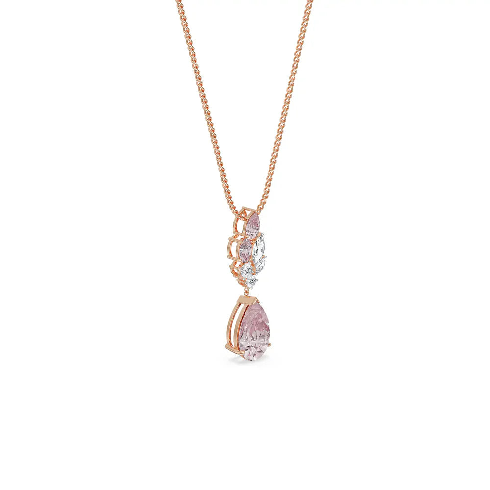 Pink Sapphire Lab Diamond Drop Pendant_in_stock