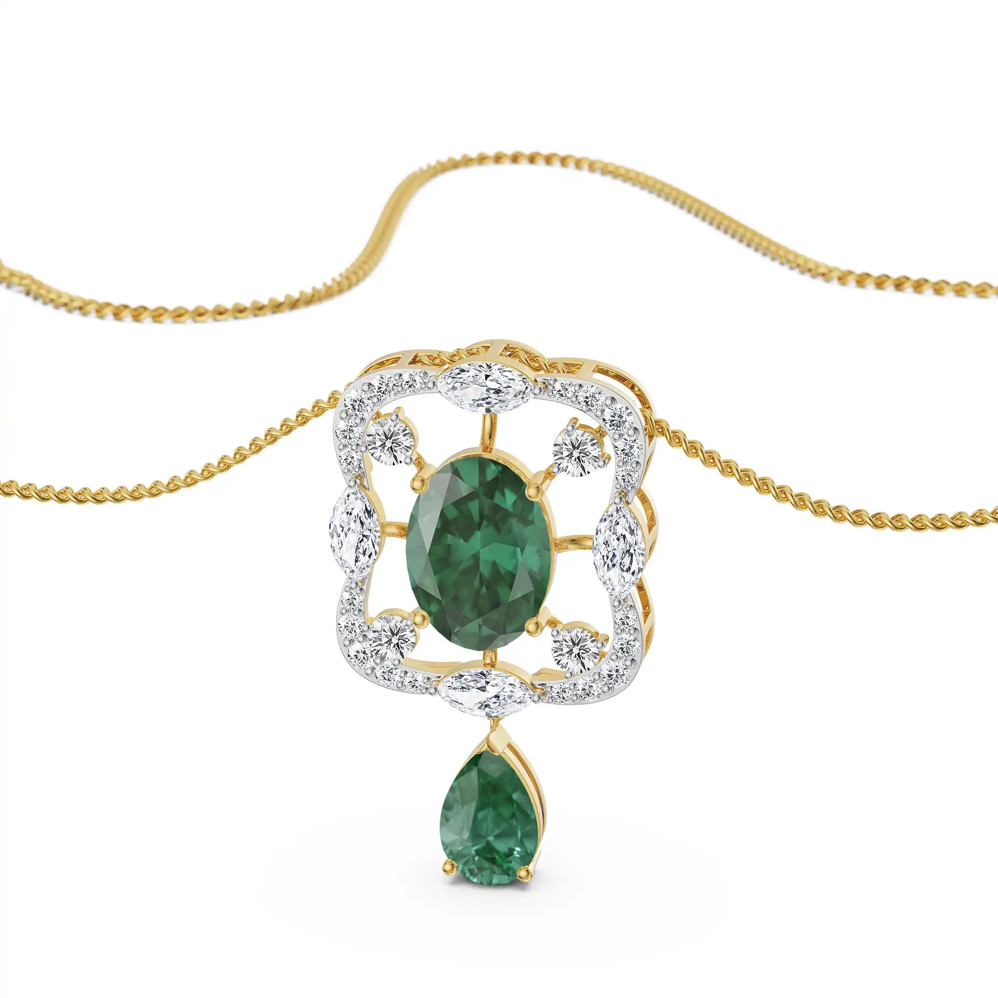 Romi Emerald Lab Diamond Pendant- Front view