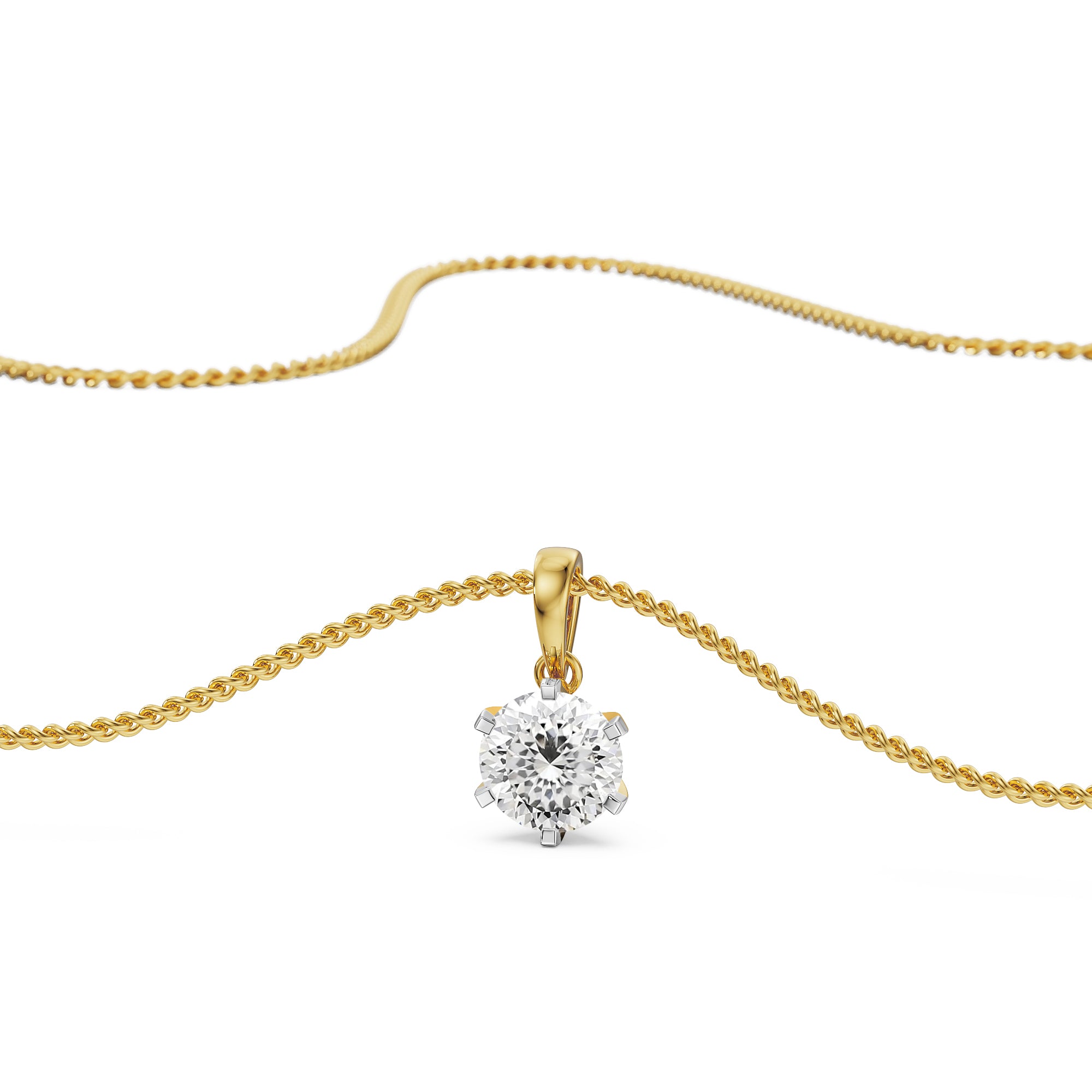 Portuguese Cut Solitaire Lab Grown Diamond Pendant - perspective view