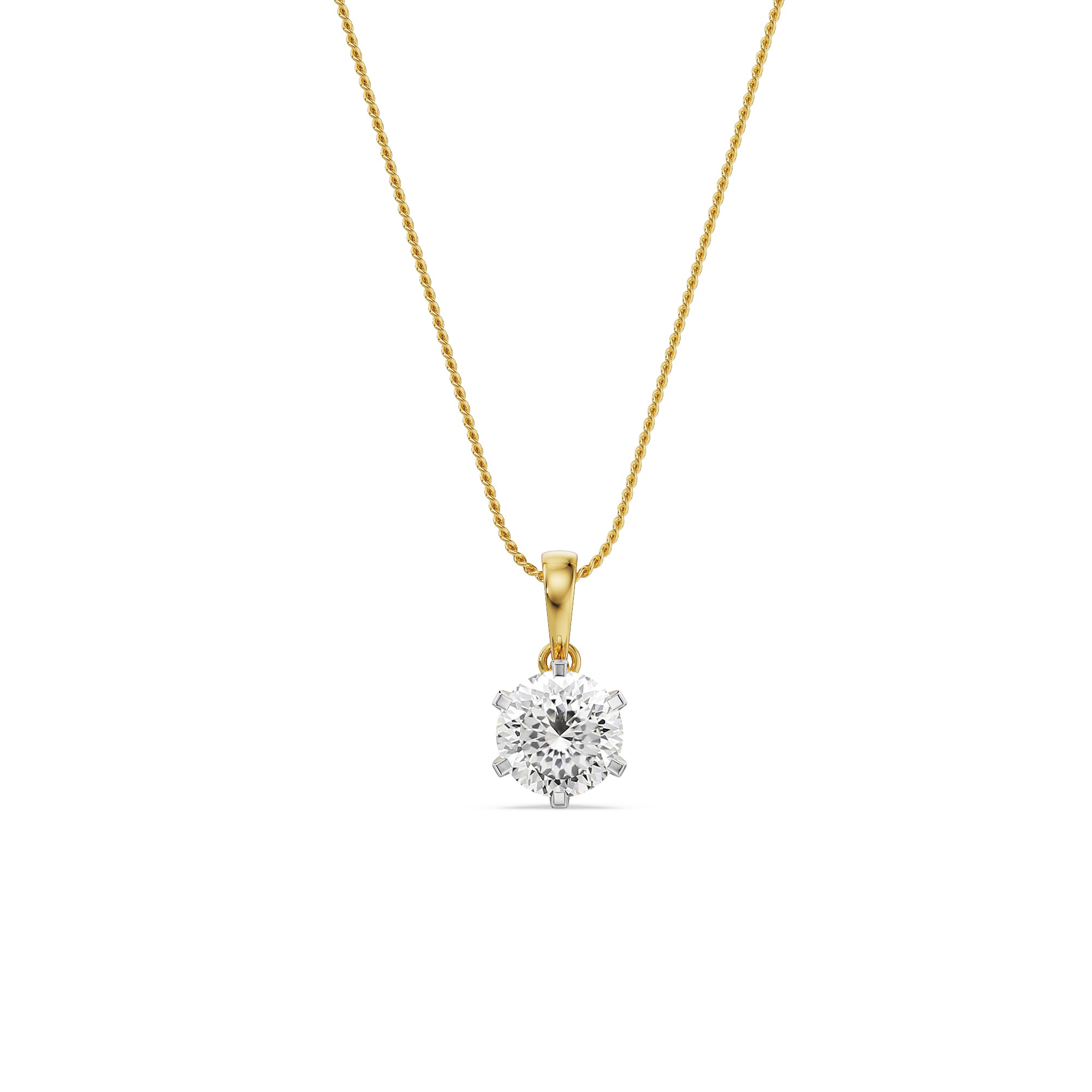 Portuguese Cut Solitaire Lab Grown Diamond Pendant - front view
