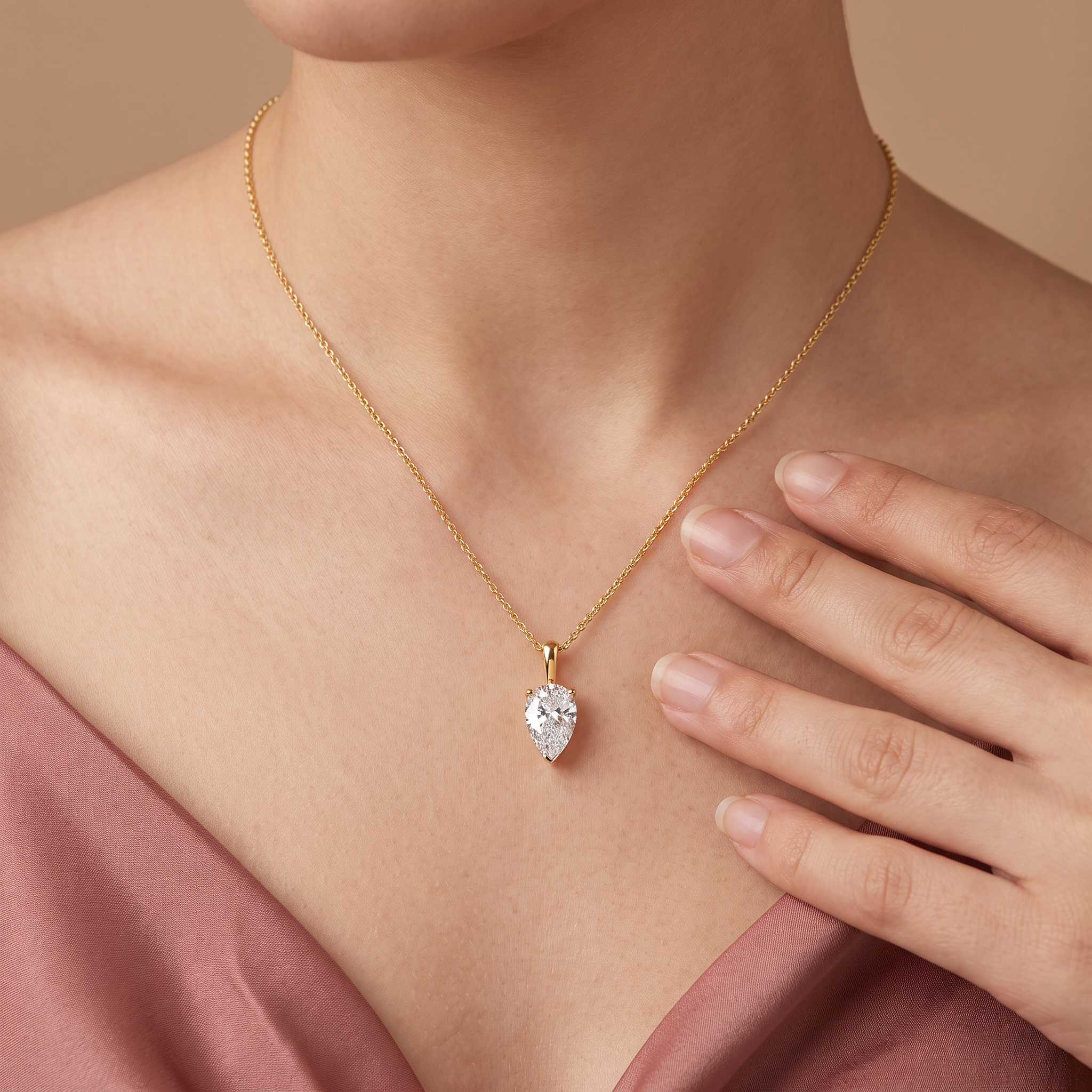 2 CT Dew Drop Lab Grown Diamond Solitaire Pendant