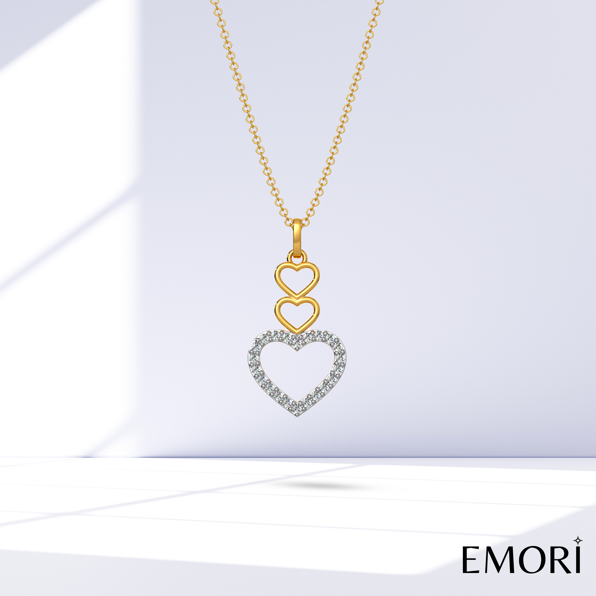 Connected Hearts Diamond Pendant Prospective View