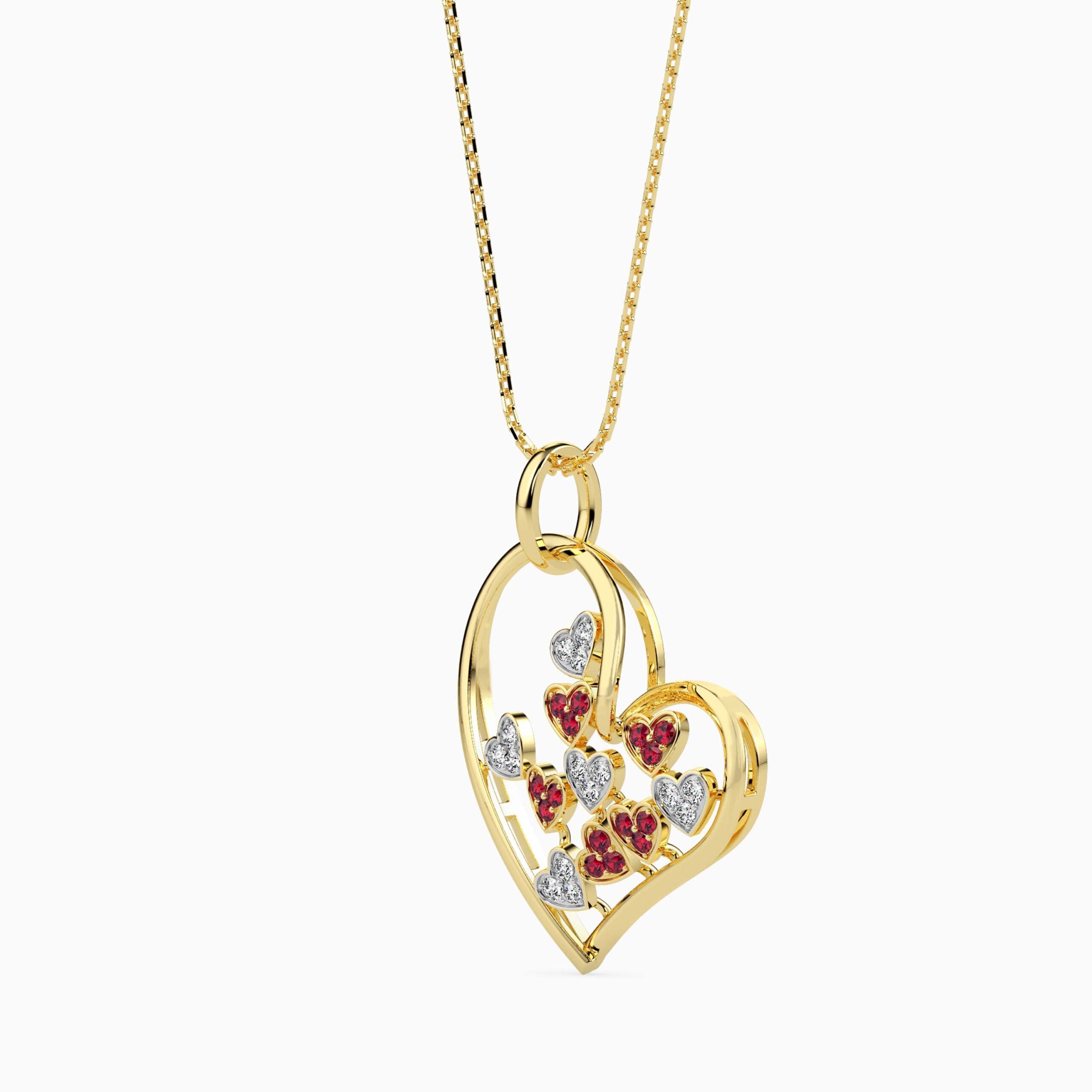 Heart Mosaic Diamond Pendant Right View