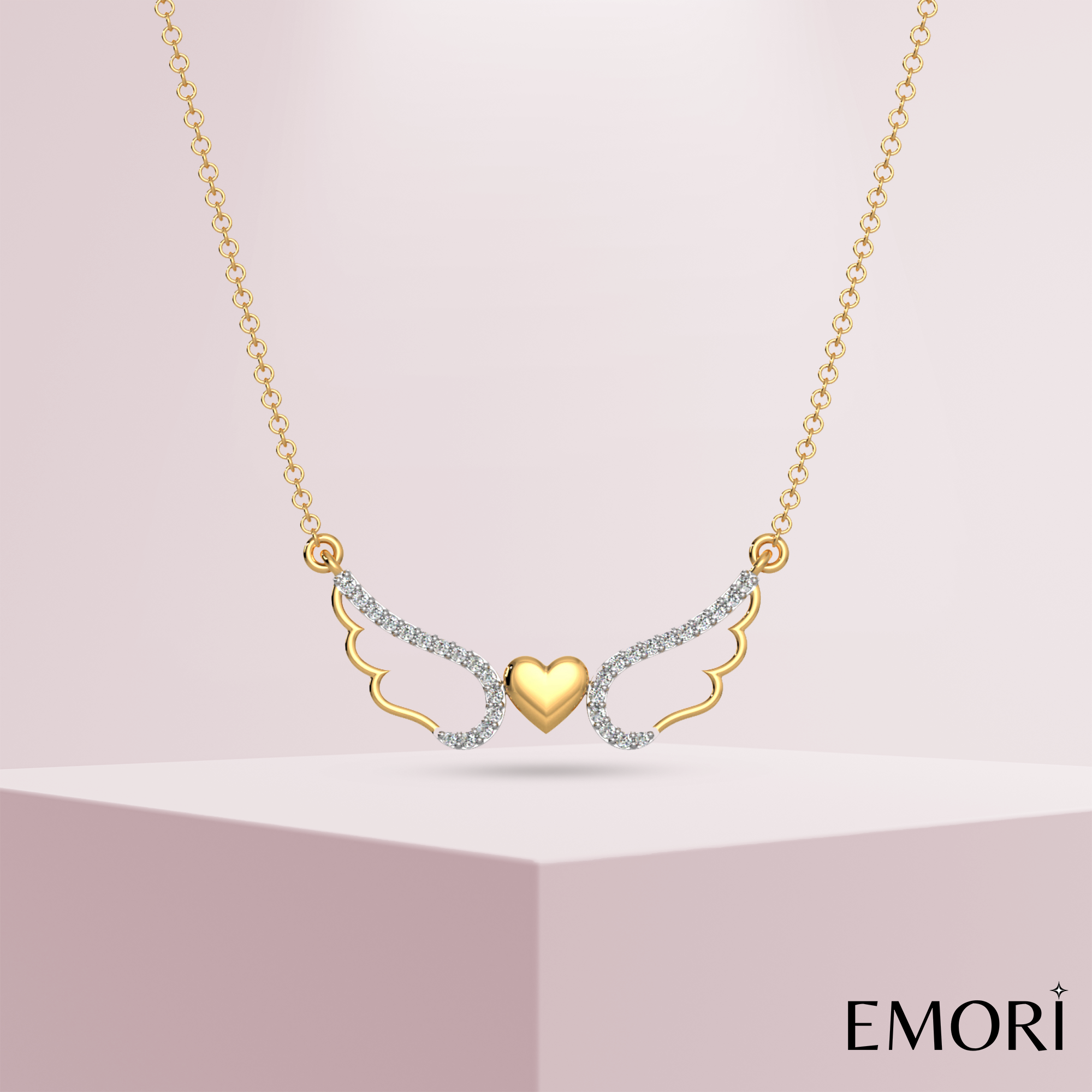 Wings of Love Diamond Necklace Prospective View