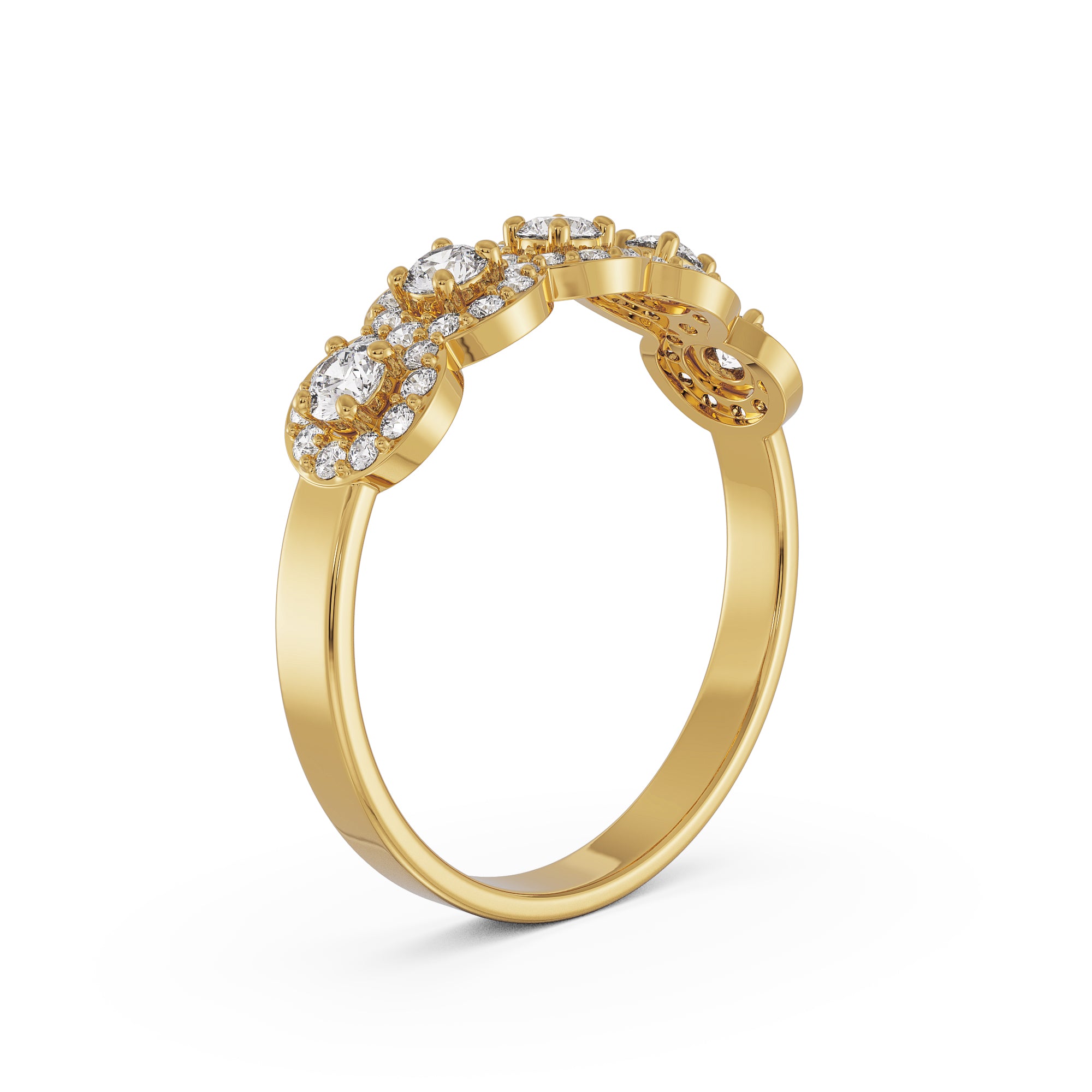 Five Stone Solitaire Halo Ring Back view