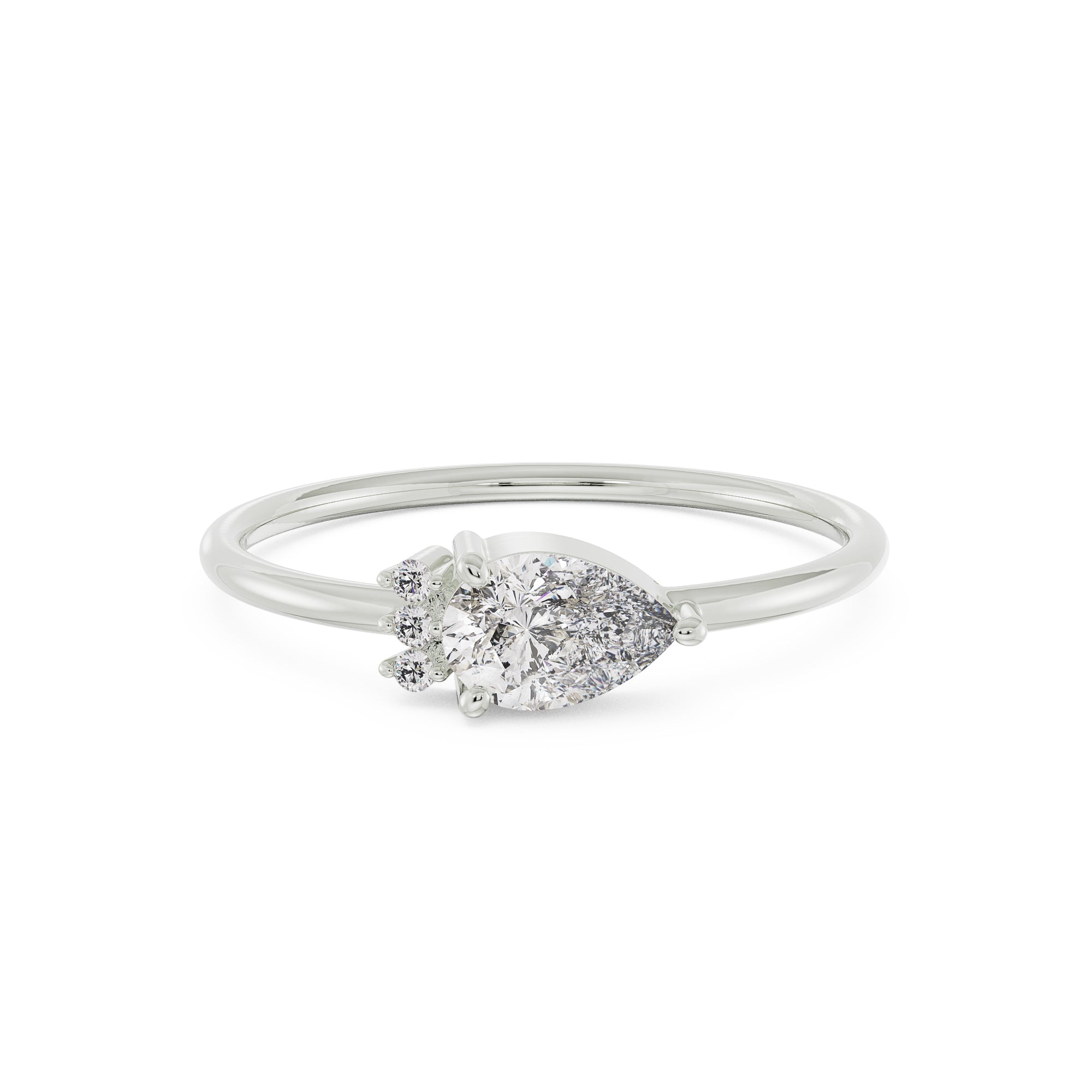 Stunning Pear Diamond Ring Front view in 9KT