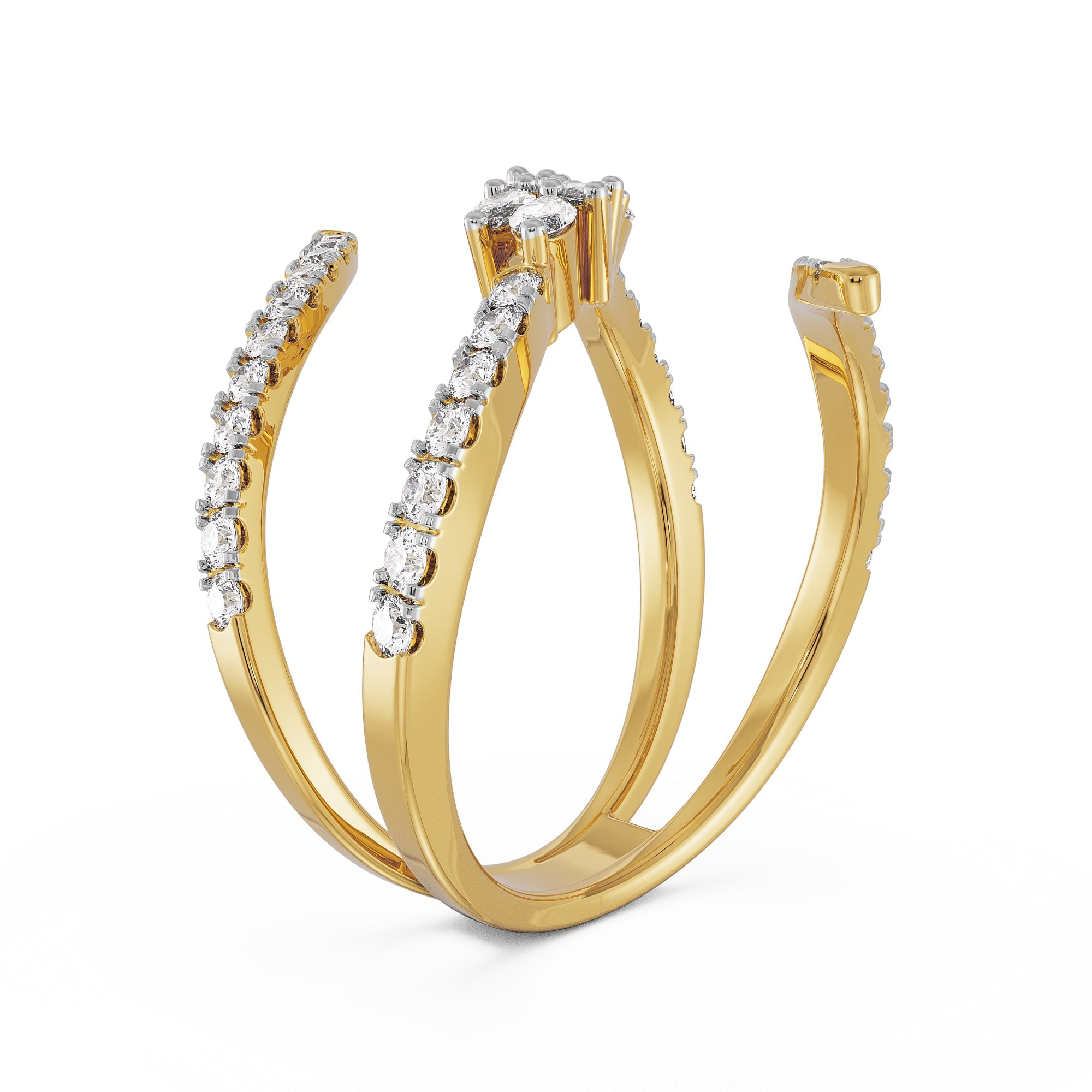 Floral Diamond Ring Back View in 9KT