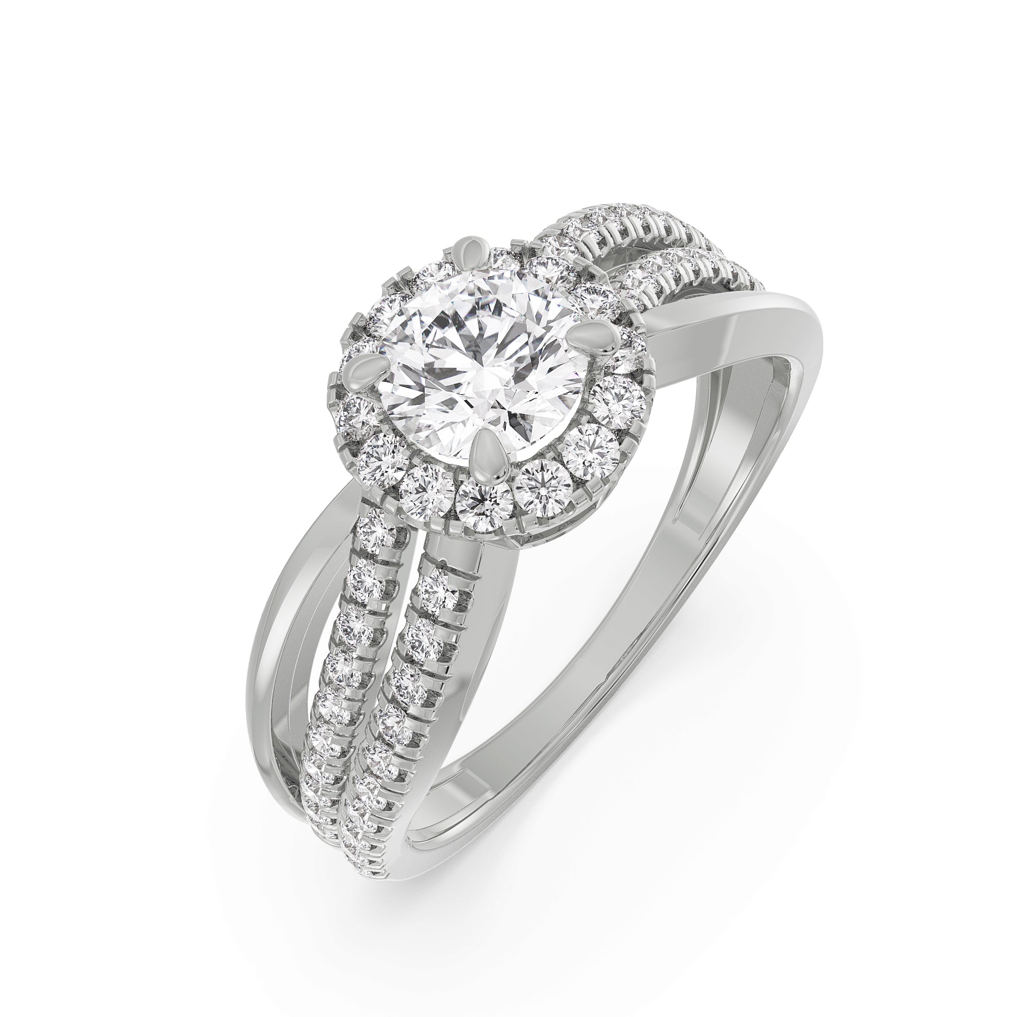 Artistic Round Diamond Ring Top View in 9KT