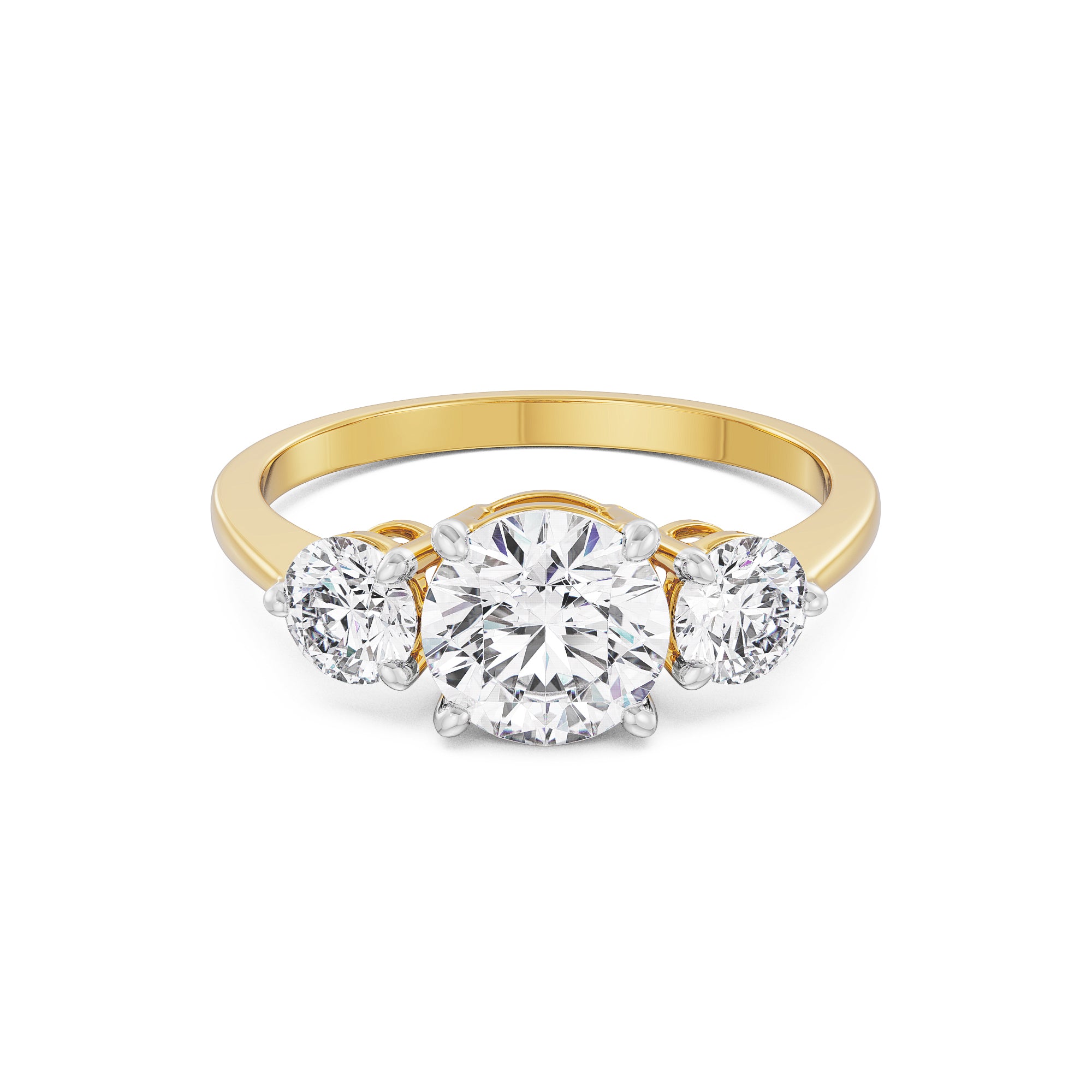 Triple Sparkle Solitaire Ring Front View