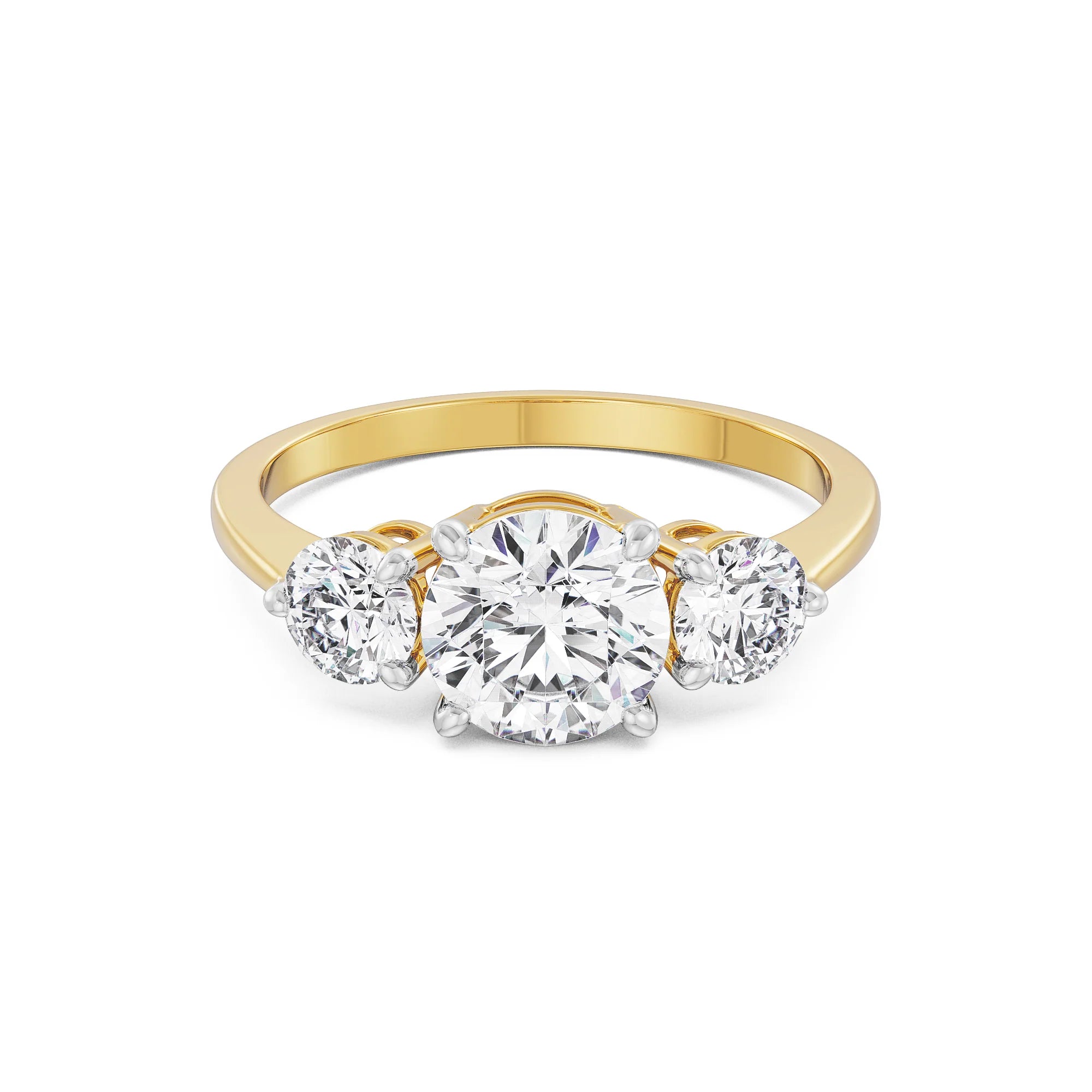 Triple Sparkle Solitaire Ring Front View in 9KT