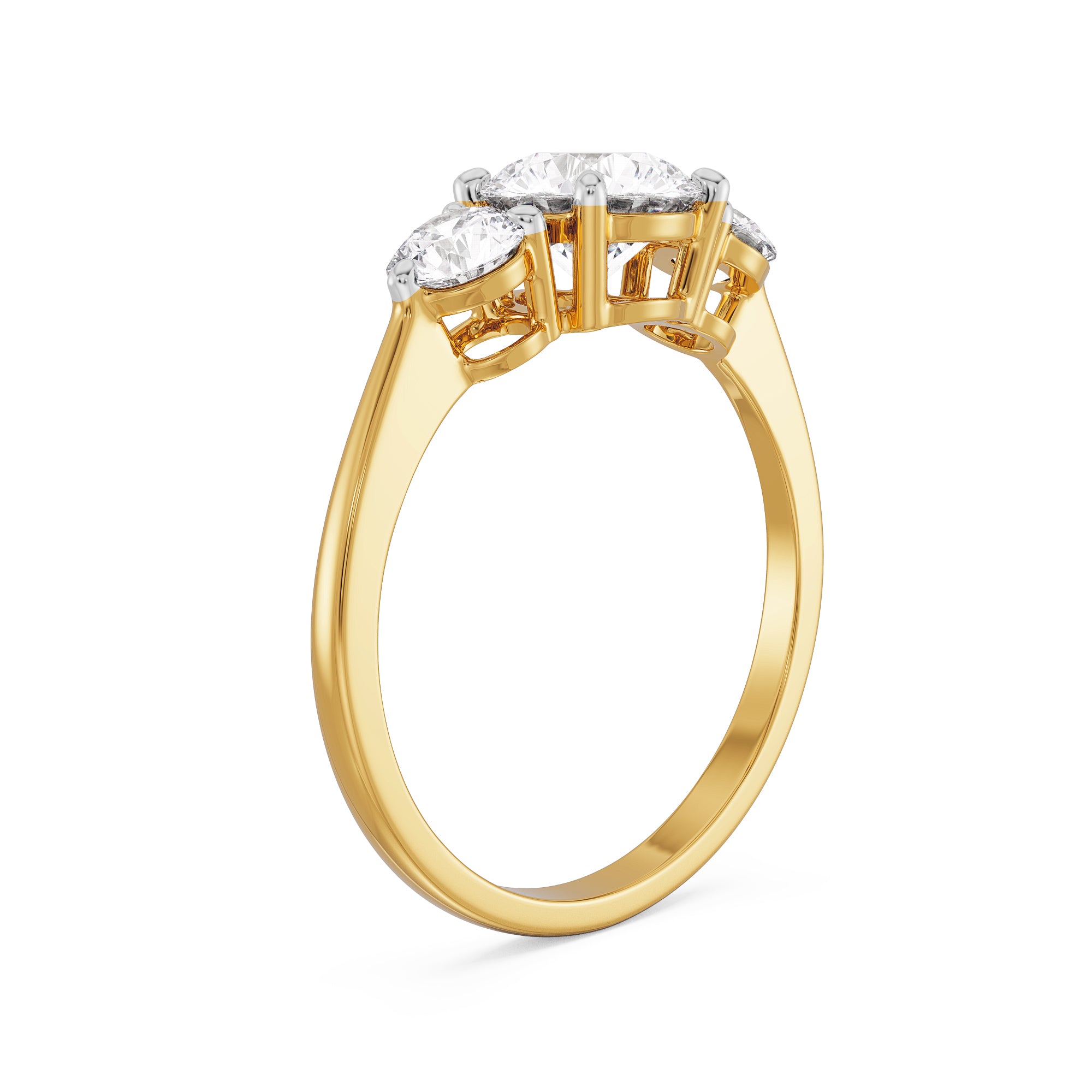 Triple Sparkle Solitaire Ring Back View