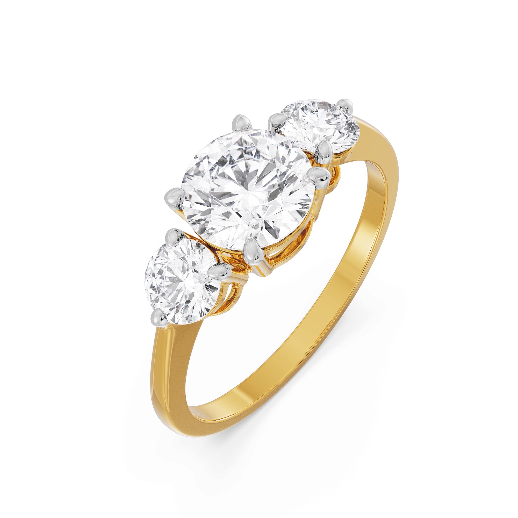 Triple Sparkle Solitaire Ring Top View