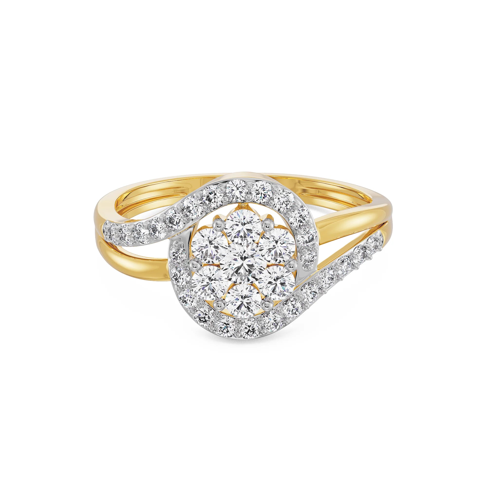 Timeless Glamour Diamond Ring Front View in 9KT