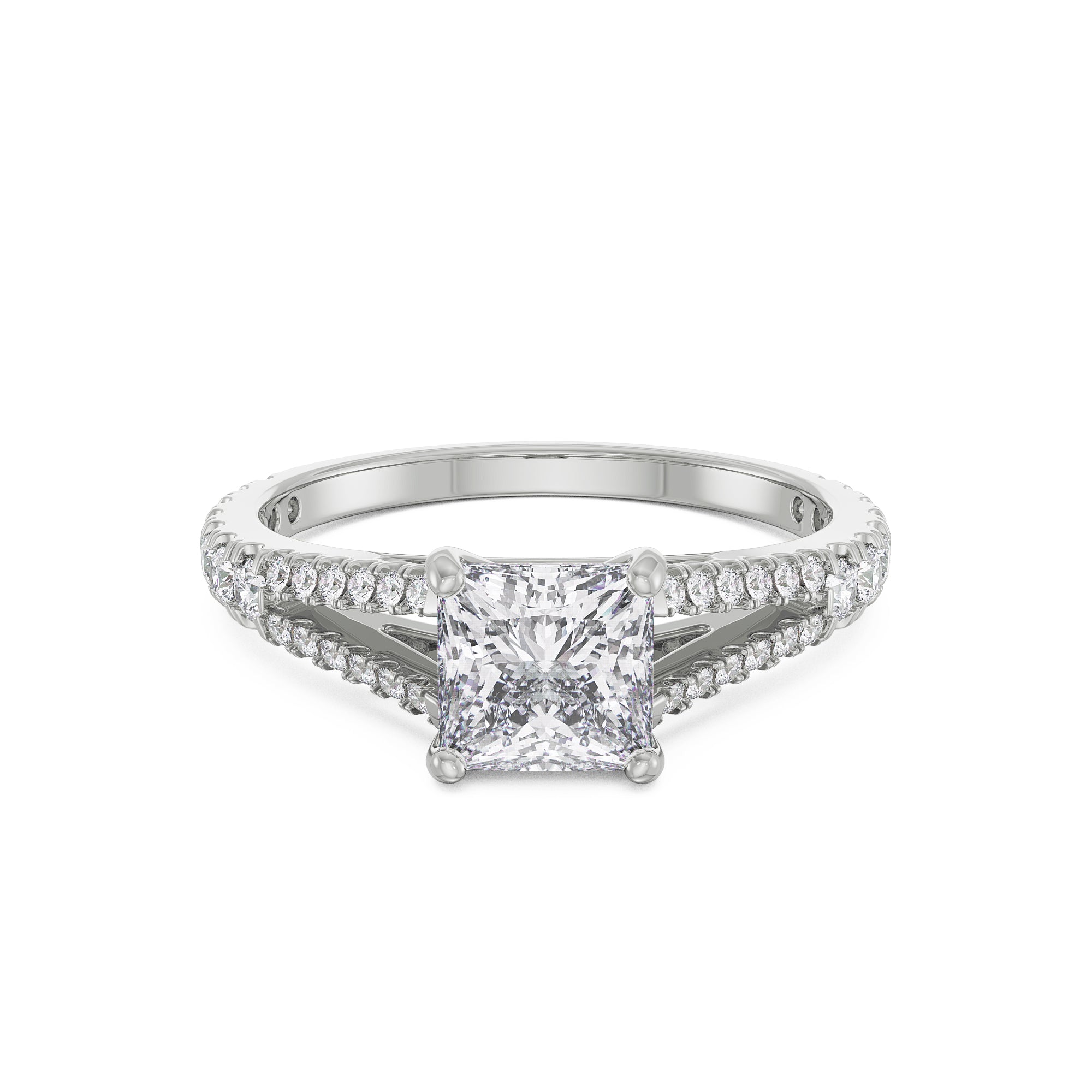 Princess Cut Splendor Ring Front View