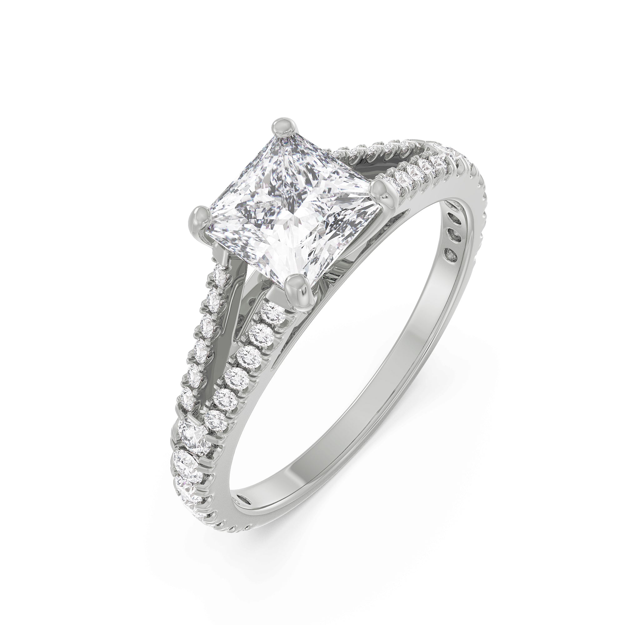 Princess Cut Splendor Ring Top View